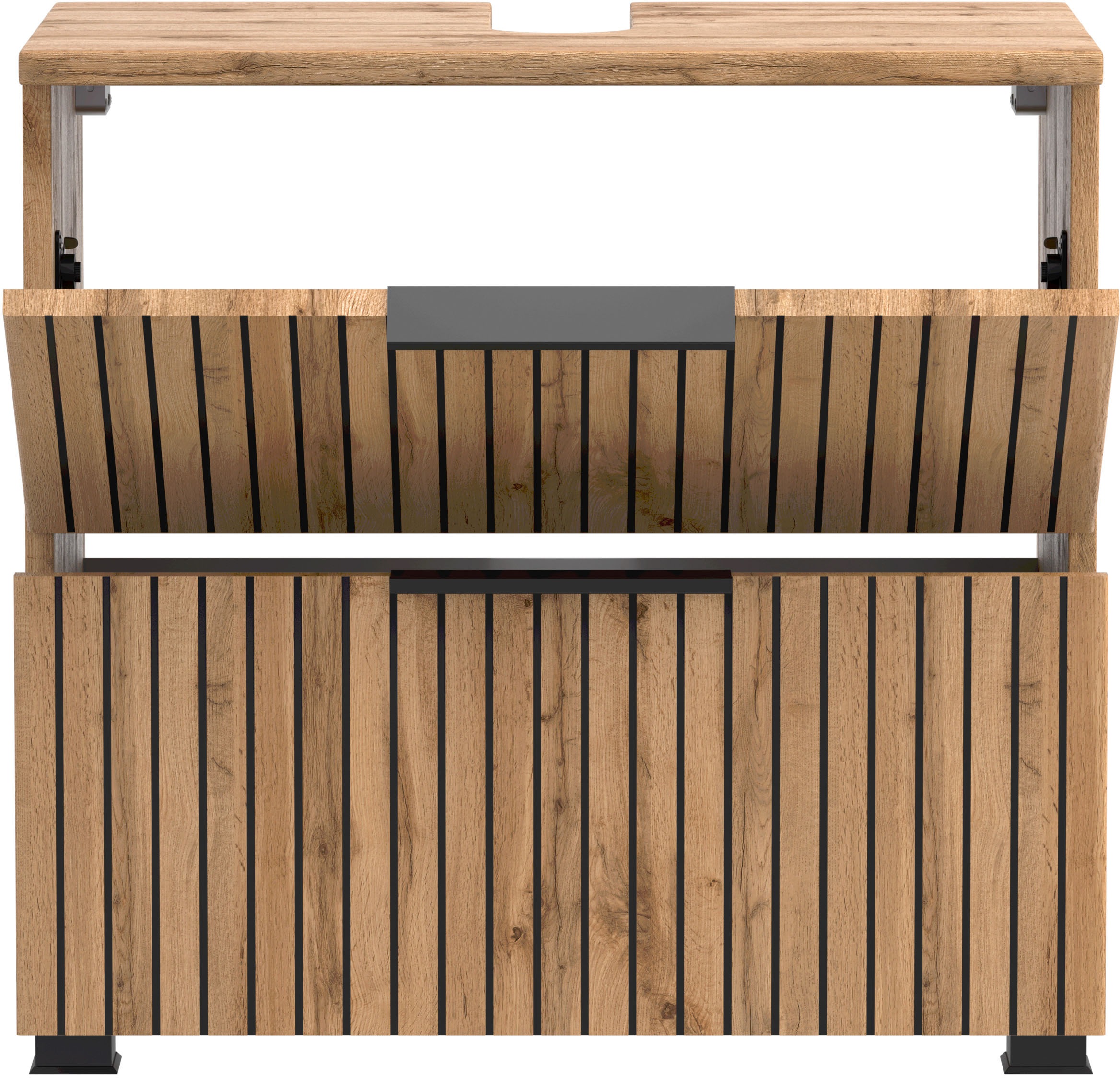 welltime Badezimmer-Set »Welltime Möbel, Carlton Unterbecken-Set 2teilig, 60 cm, gestreift«, (2 St.)