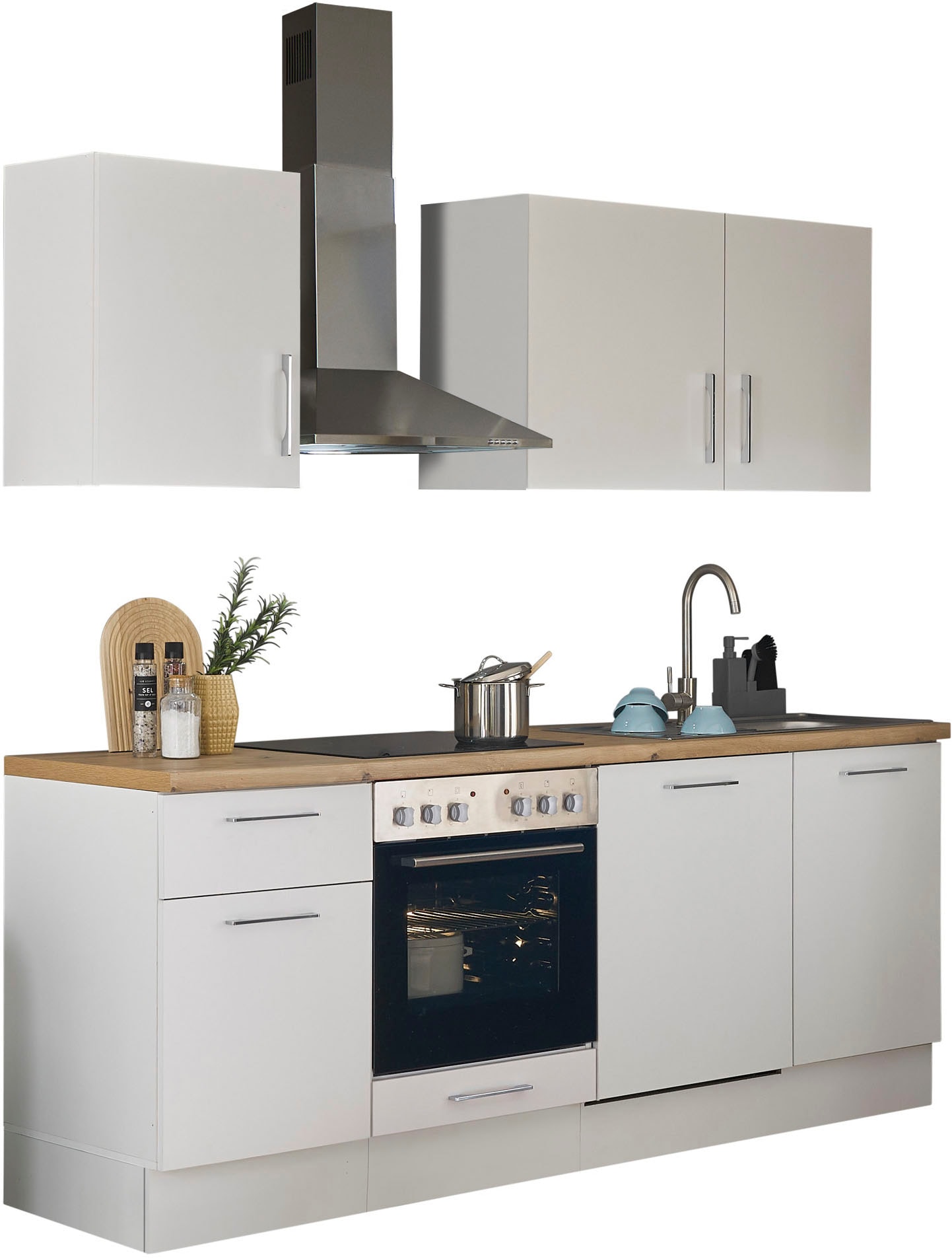BASIC by Balculina Küchenzeile »Turin«, Breite 220 cm, wahlweise mit E-Geräten