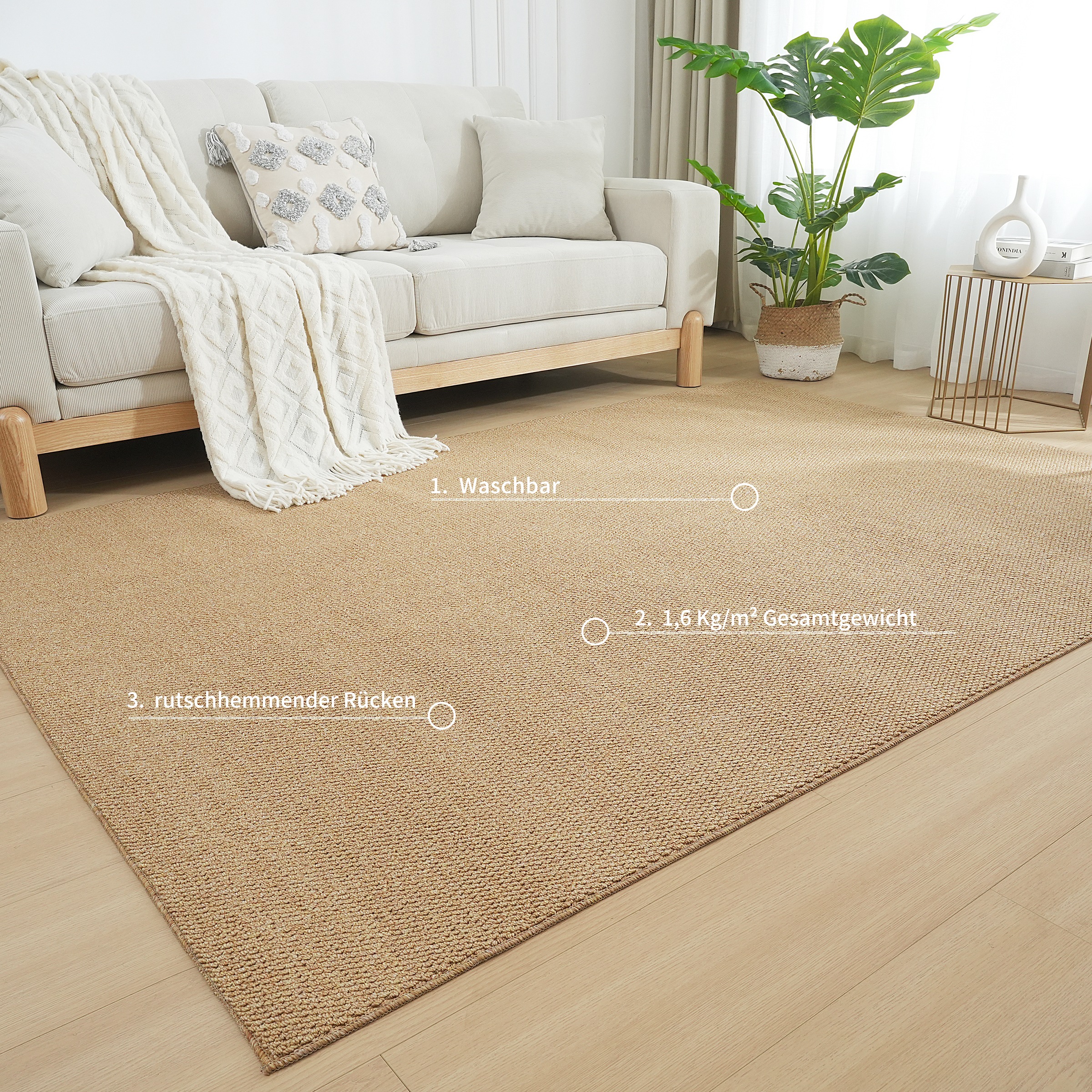 my home Teppich »Lilia«, rechteckig, 5 mm Höhe, Sisal-Optik, Wohnzimmer, Schlafzimmer, Esszimmer