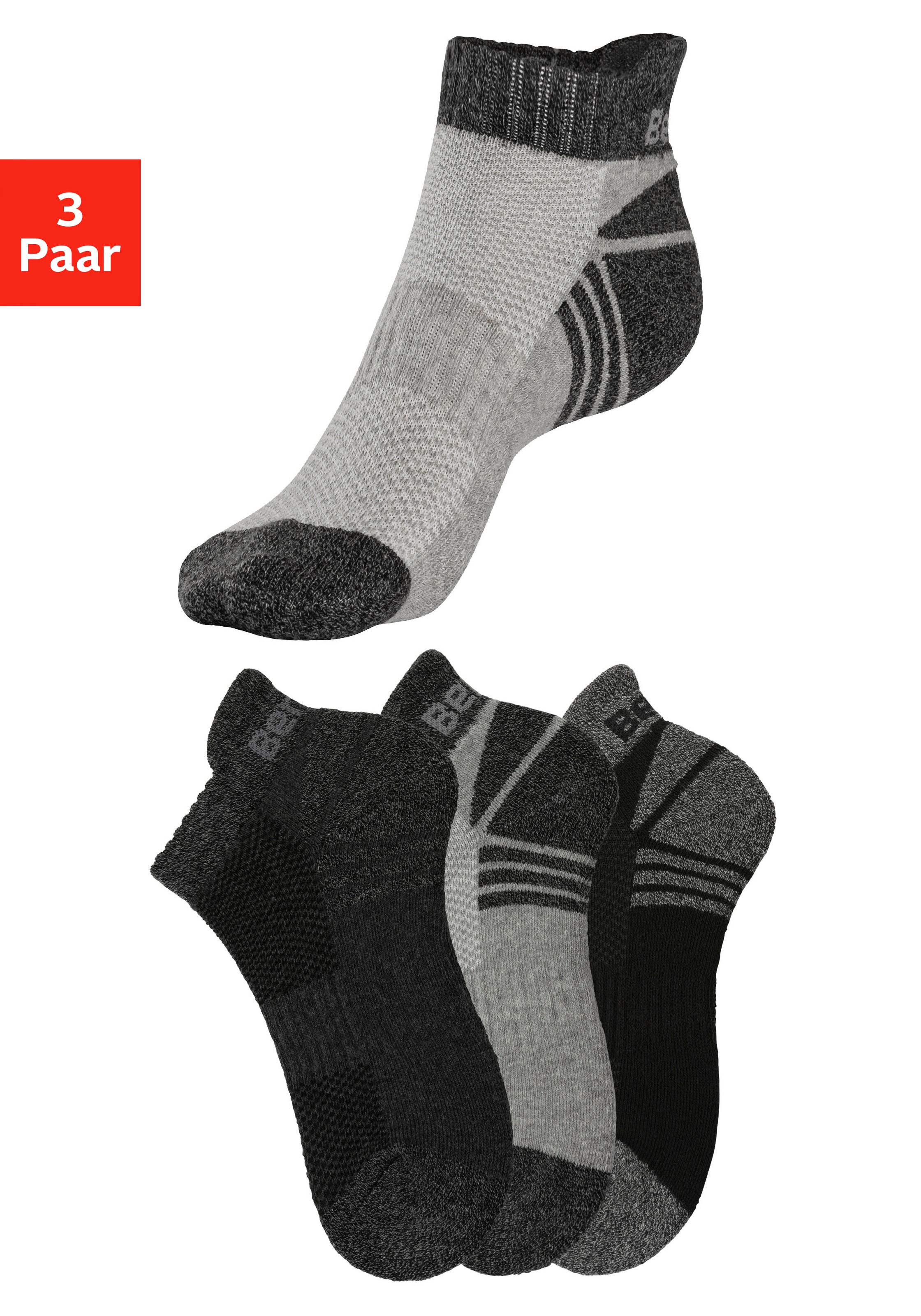 Bench. Sneakersocken Packung in schwarz, Größe 47-48