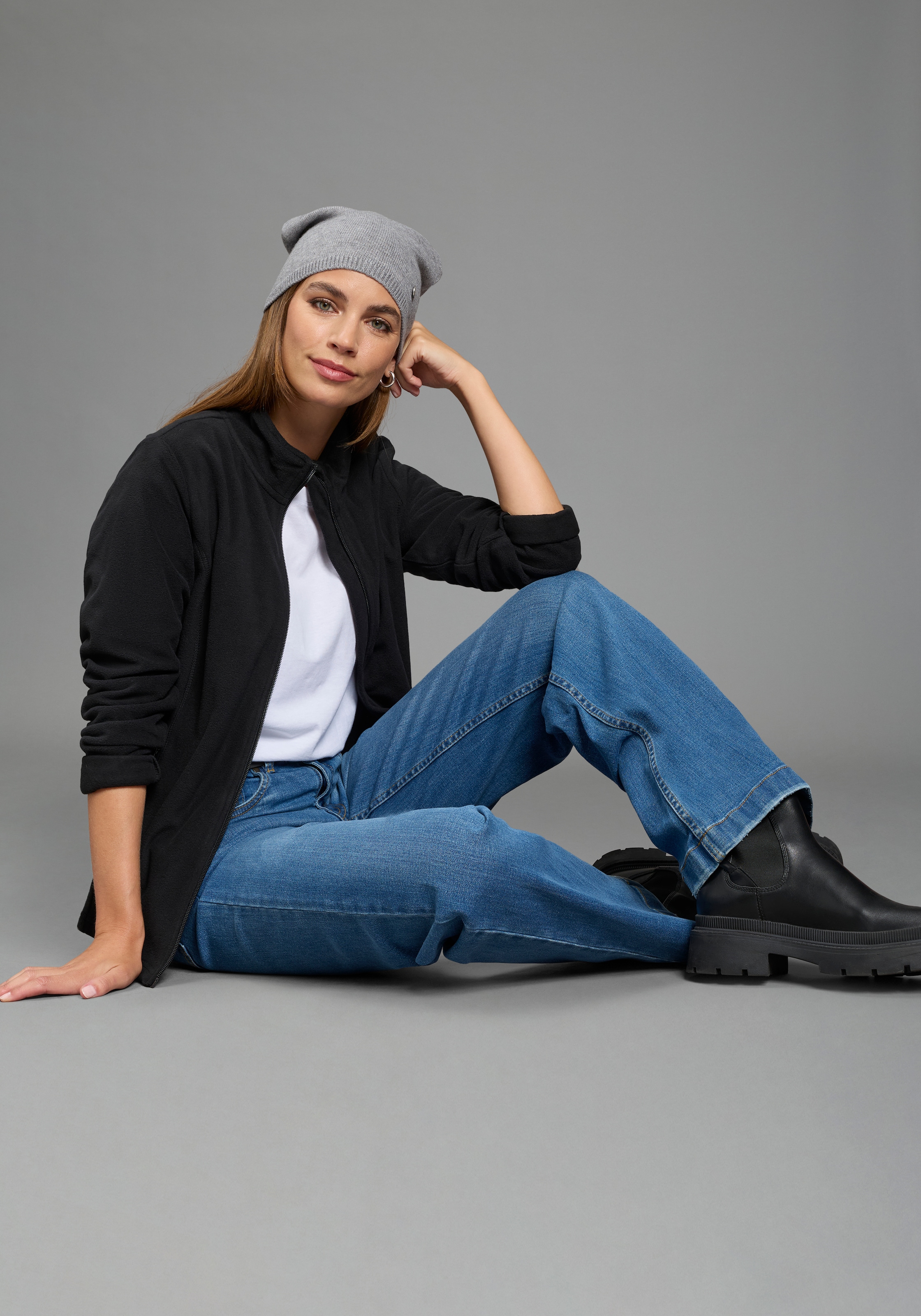 Eastwind Fleecejacke ohne Kapuze für kalte Tage,  aus 100% Polyester,  sportlicher Stil