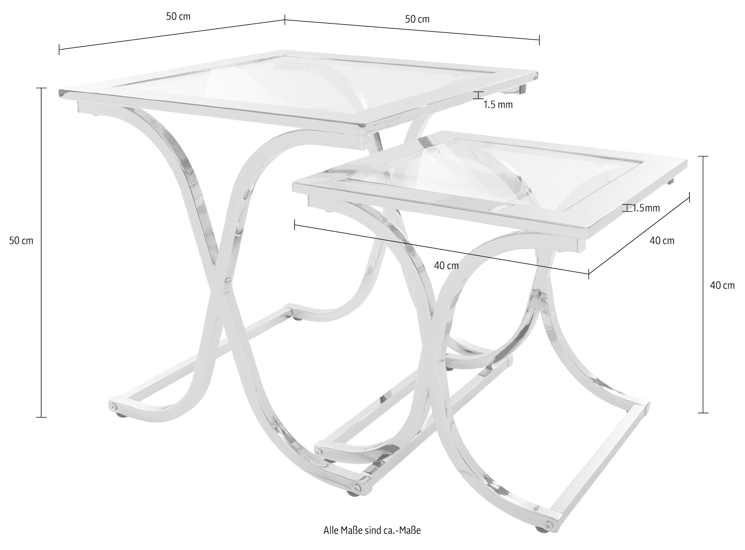 Guido Maria Kretschmer Home&Living Satztisch »Ballum«, mit edlem Metallgestell und Glasplatte