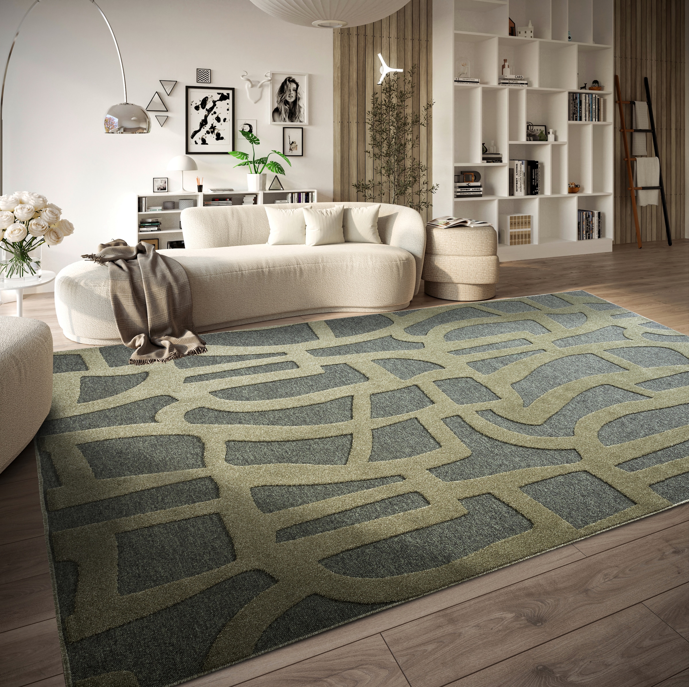 Villeroy & Boch Teppich »Therese«, rechteckig, 5,5 mm Höhe, Wohnzimmer, Schlafzimmer, Modern, Hoch-Tief Effekt, Flur