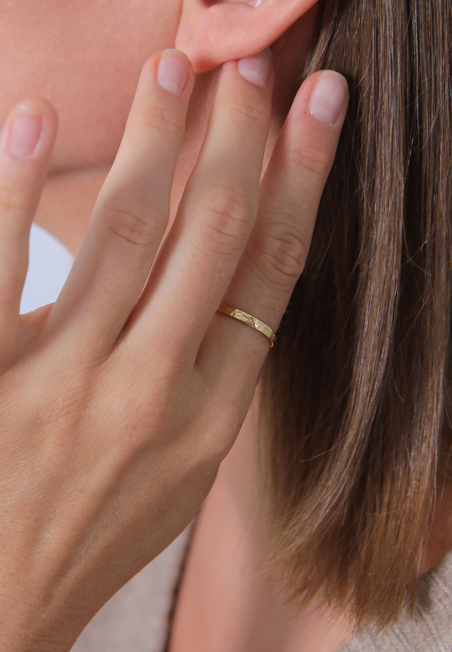 Elli Silberring »Ring Basic Bandring Fein Gehämmert 925 Silber«