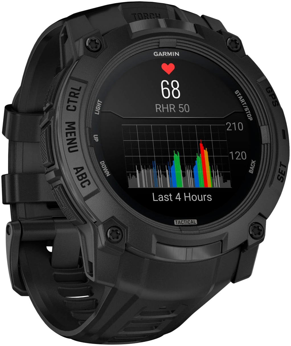 Garmin Smartwatch »Instinct 3 AMOLED 50 mm Tactical Edition« (3,3 cm / 1,3;Herzfrequenzsensor;Thermometer ″)