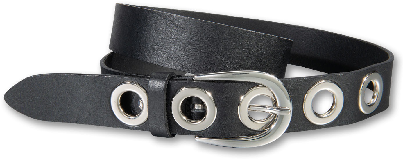 Silbergift Damen Ledergürtel mit silberfarbener Schließe in schwarz, Größe 90