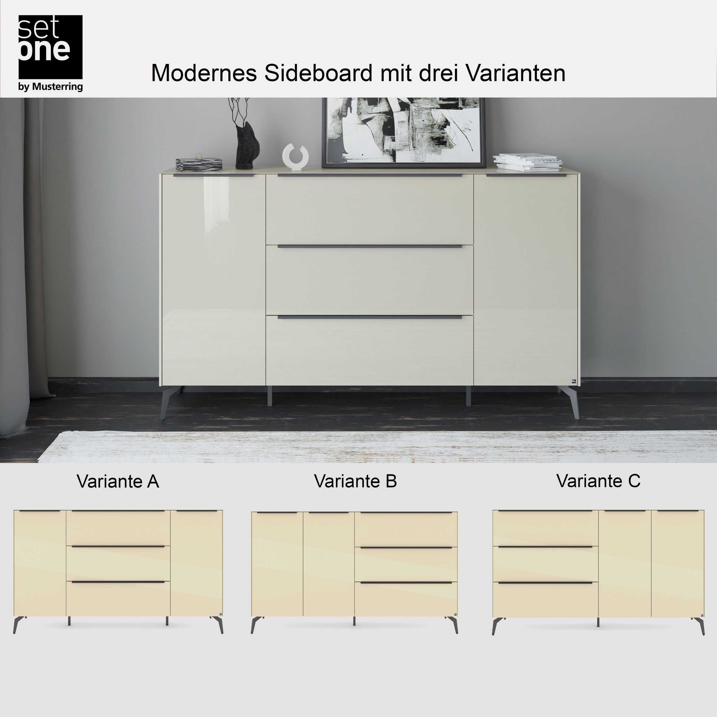set one by Musterring Sideboard »Reno« 1 Stk. tlg. Mit Winkelfuß in diversen Farben, 109 cm Höhe & Farbauswahl