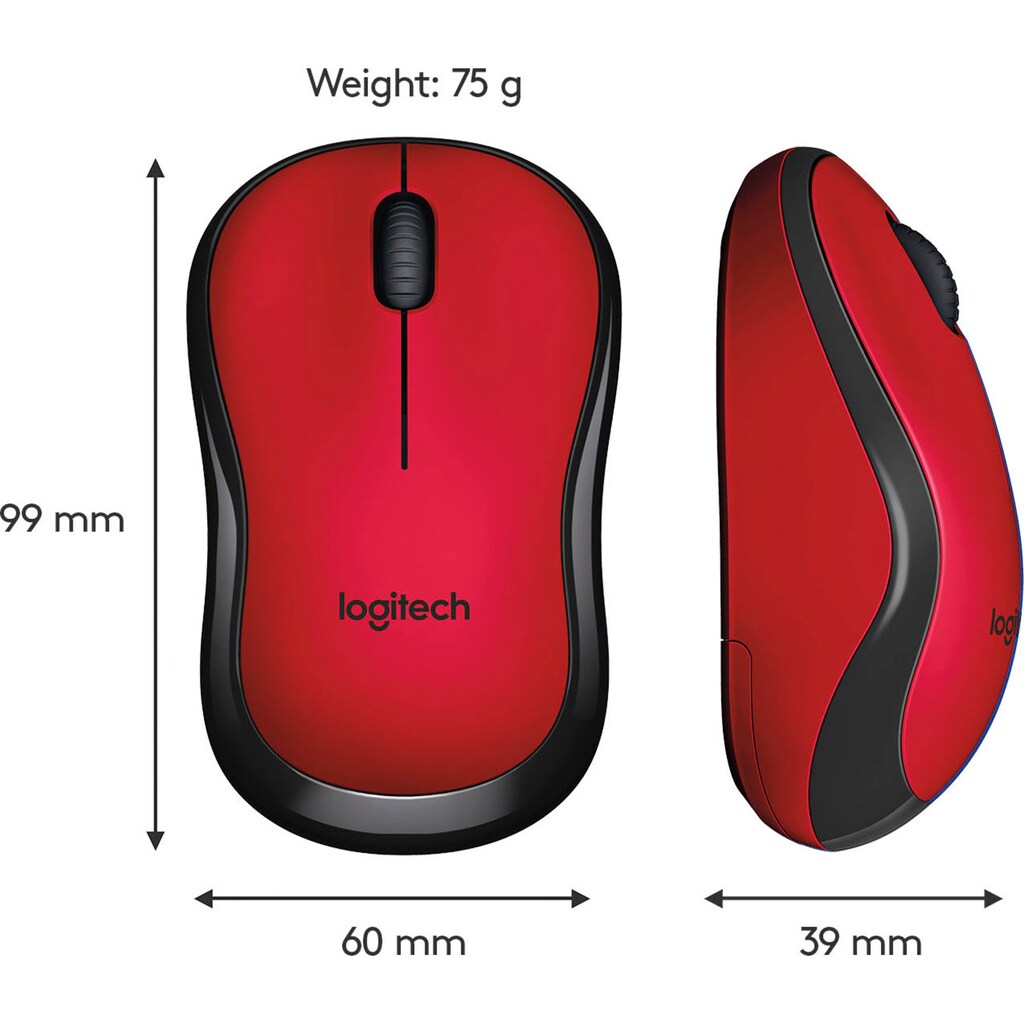 Logitech Maus »M220 SILENT Kabellose Maus, Für Links- & Rechtshänder«, RF Wireless