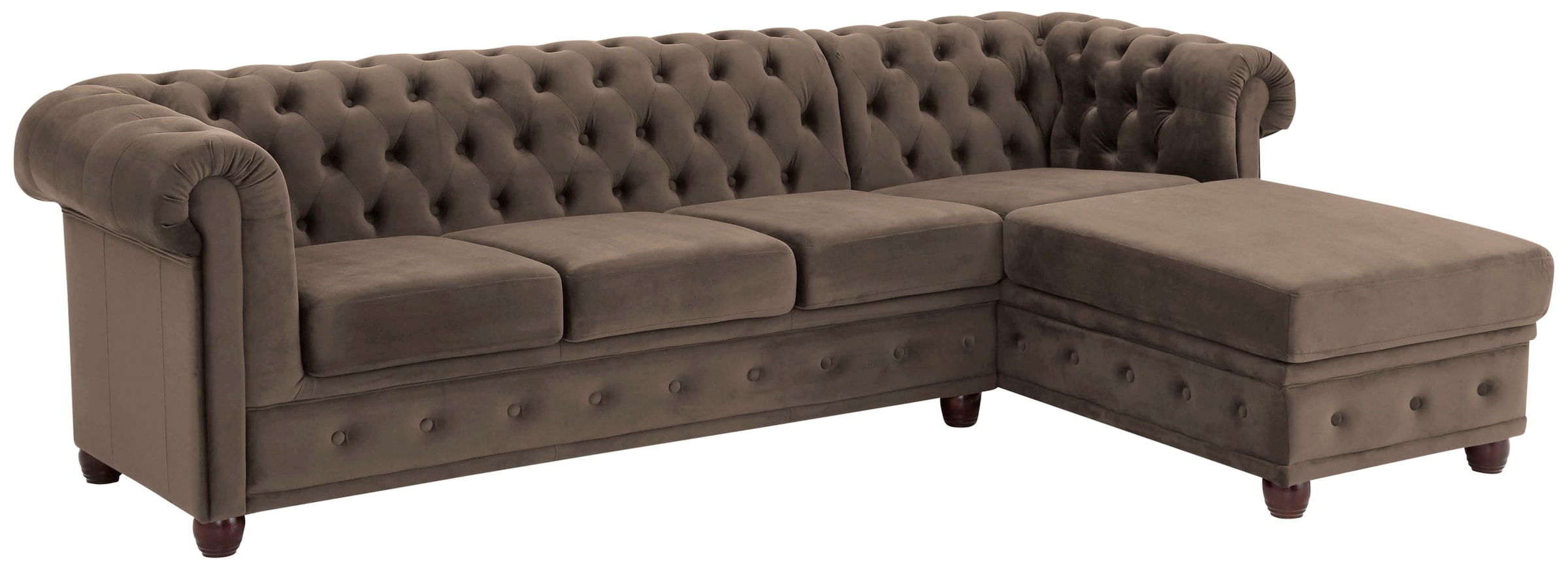 Home affaire Chesterfield-Sofa »New Castle L-Form« hochwertige Knopfheftung in Chesterfield-Design, B/T/H: 255(171/72)