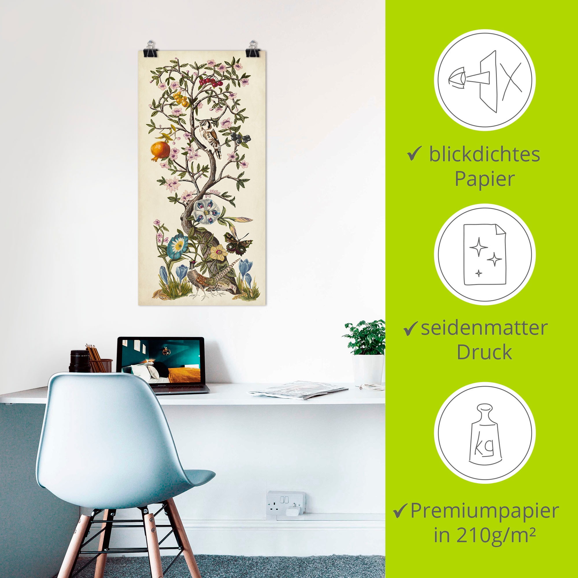 Artland Wandbild »Chinoiserie Natur I«, Pflanzen, (1 St.), als Alubild, Outdoorbild, Leinwandbild, Poster in verschied. Größen