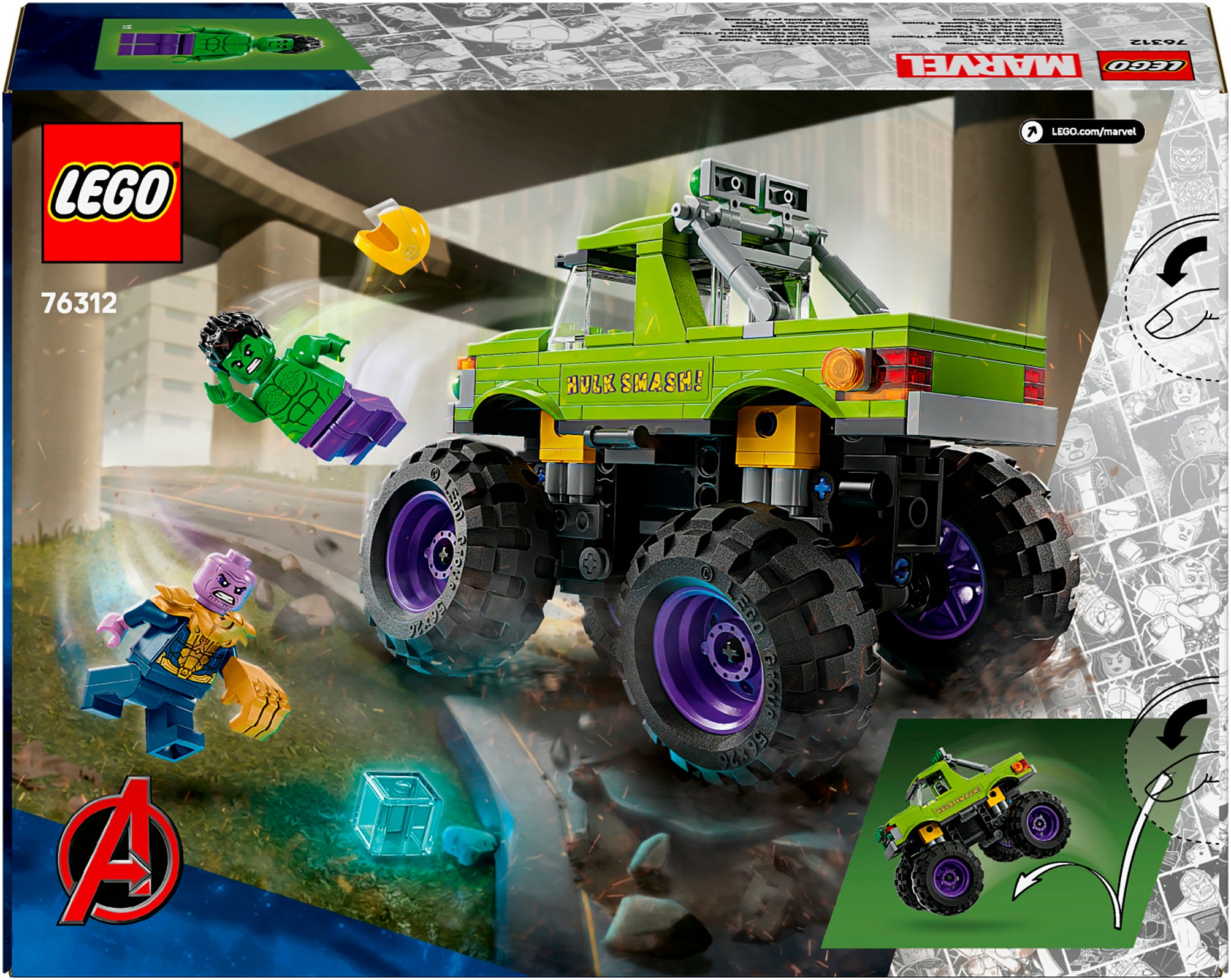 LEGO® Konstruktionsspielsteine »Hulk-Truck vs. Thanos (76312), LEGO Super Heroes«, (229 St.), Made in Europe