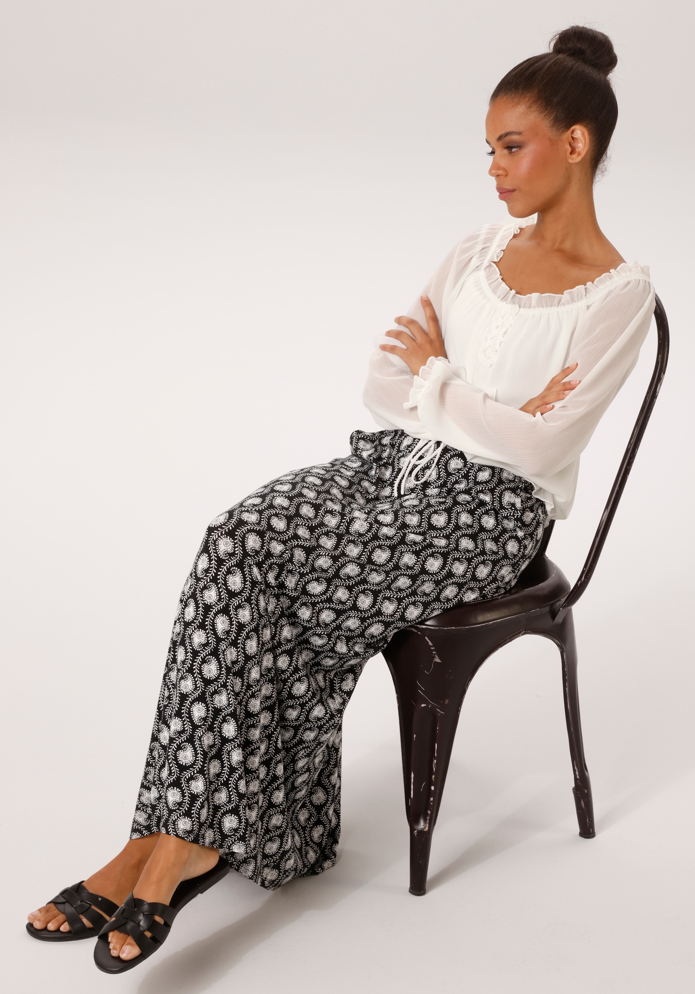 Aniston CASUAL Schlupfbluse aus strukturiertem Chiffon - NEUE KOLLEKTION