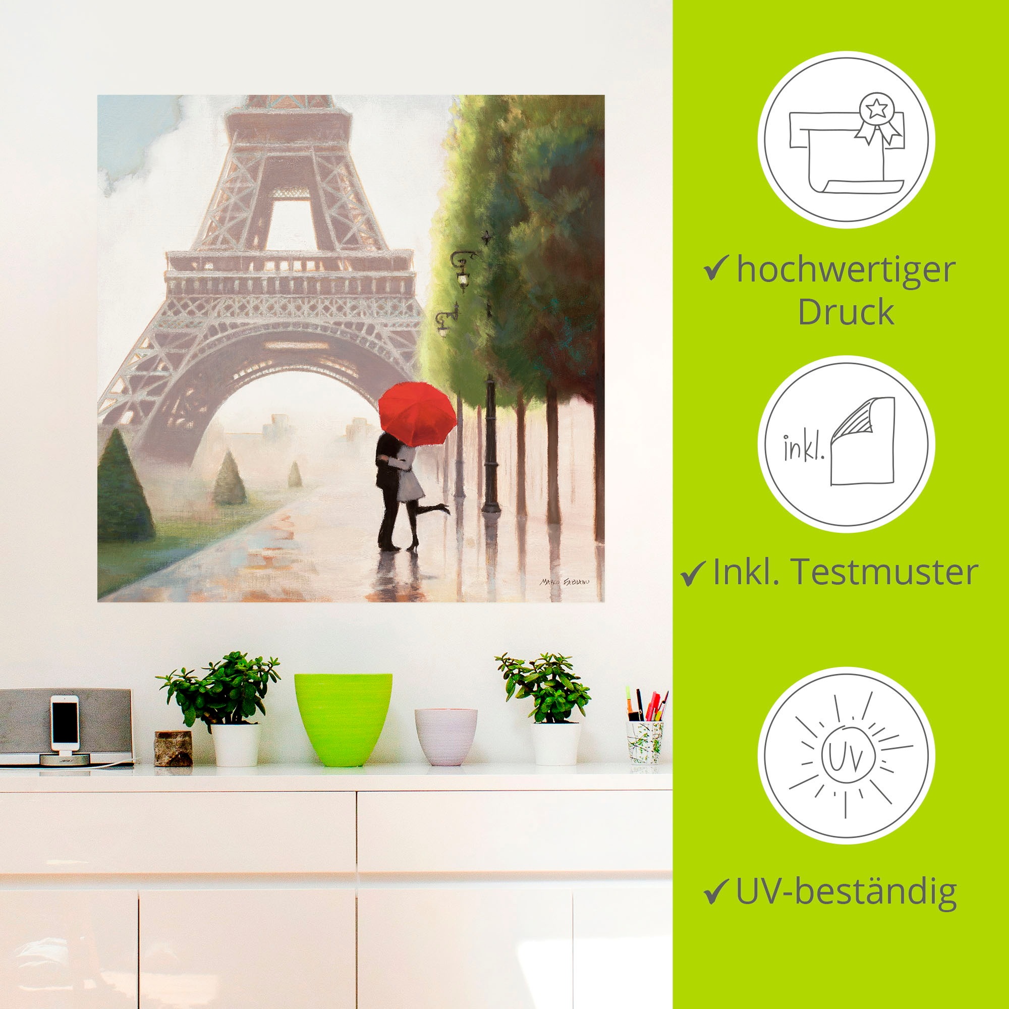 Artland Wandbild »Paris Romanze II«, Gebäude, (1 St.), als Leinwandbild, Poster, Wandaufkleber in verschied. Größen