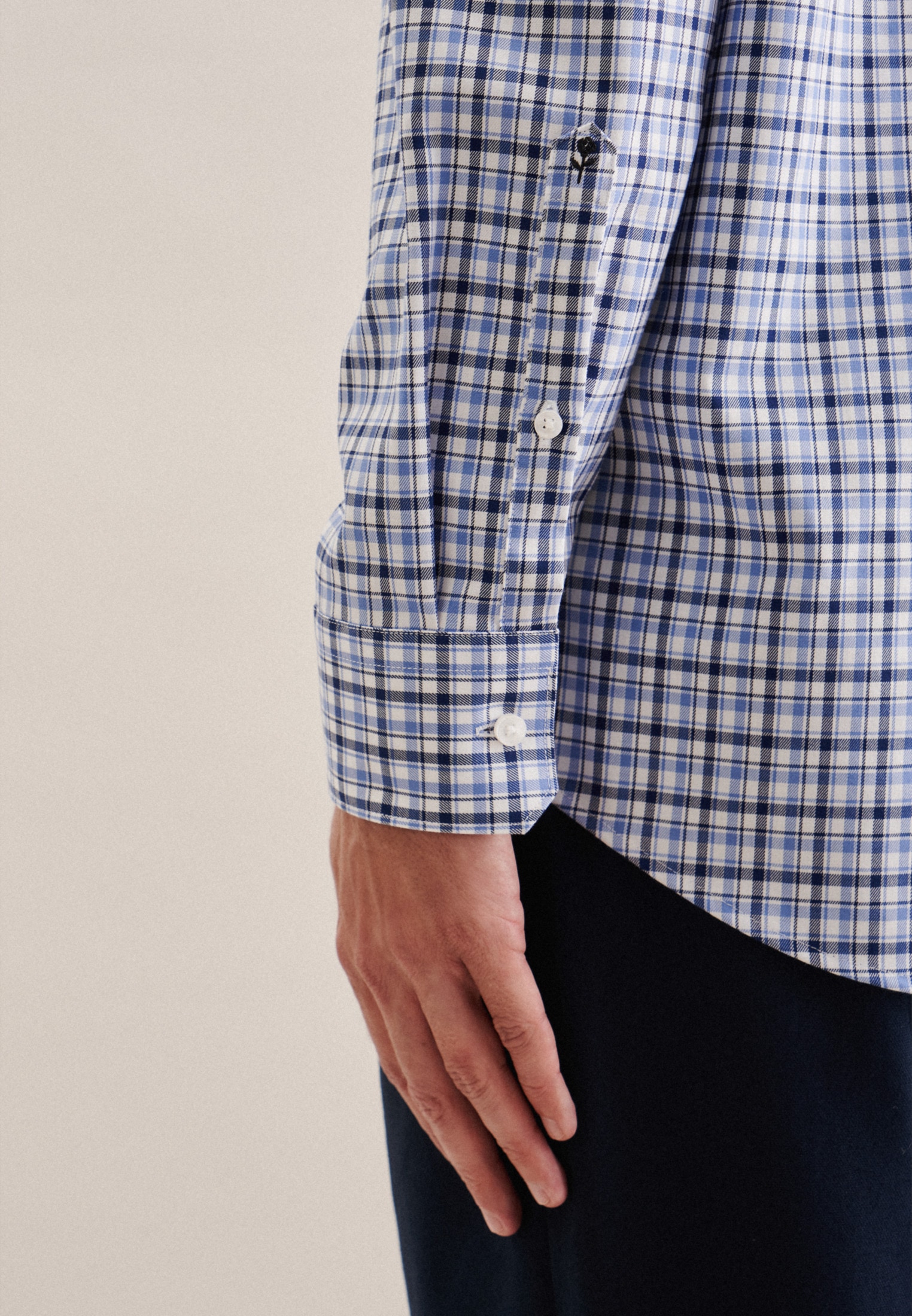 seidensticker Businesshemd »Regular«, Regular Langarm Button-Down-Kragen Karo