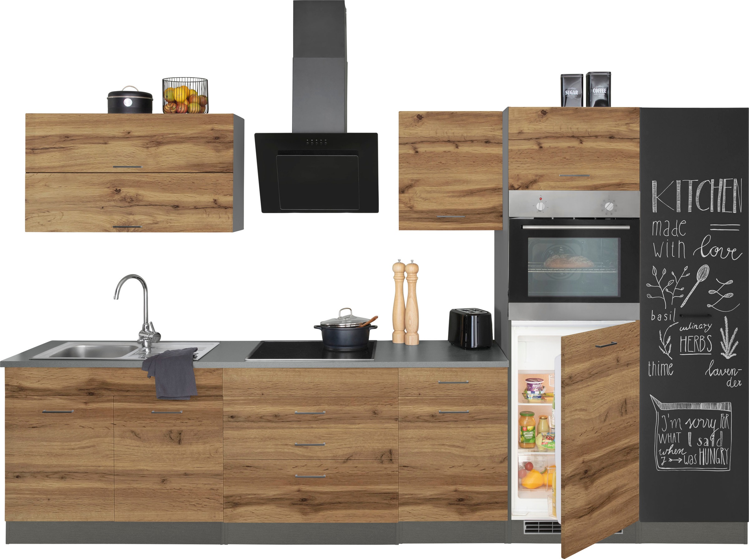 KOCHSTATION Küchenzeile »KS-Trier«, ohne E-Geräte, Breite 340 cm