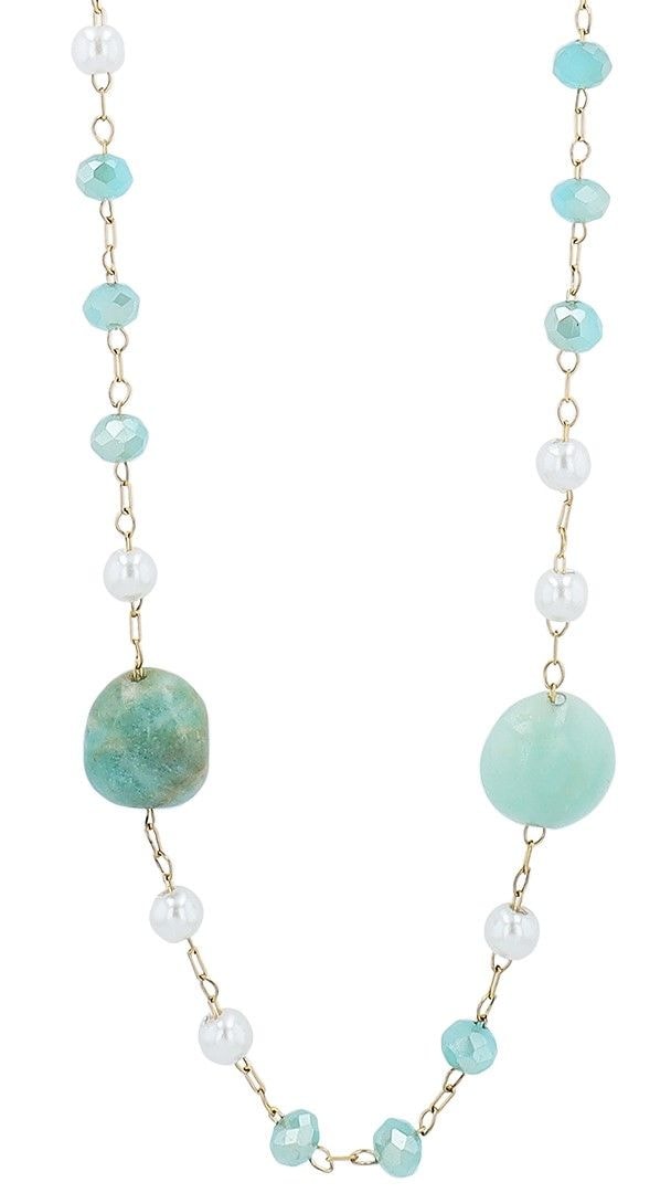 Adelia´s Gliederkette »Damen Halskette aus Edelstahl mit Amazonit 40 cm«
