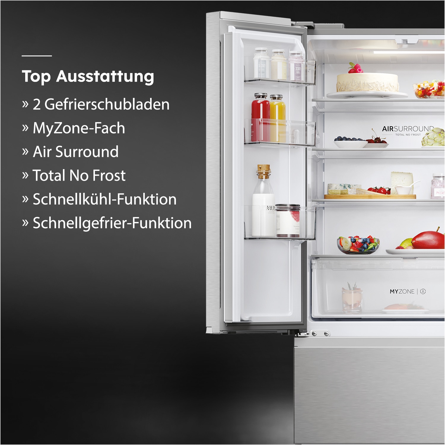 Haier Kühl-/Gefrierkombination »HFR3718DNMM« 177,5 cm hoch 70 cm breit French Door-Türen & Easy Access-Gefrierschubladen