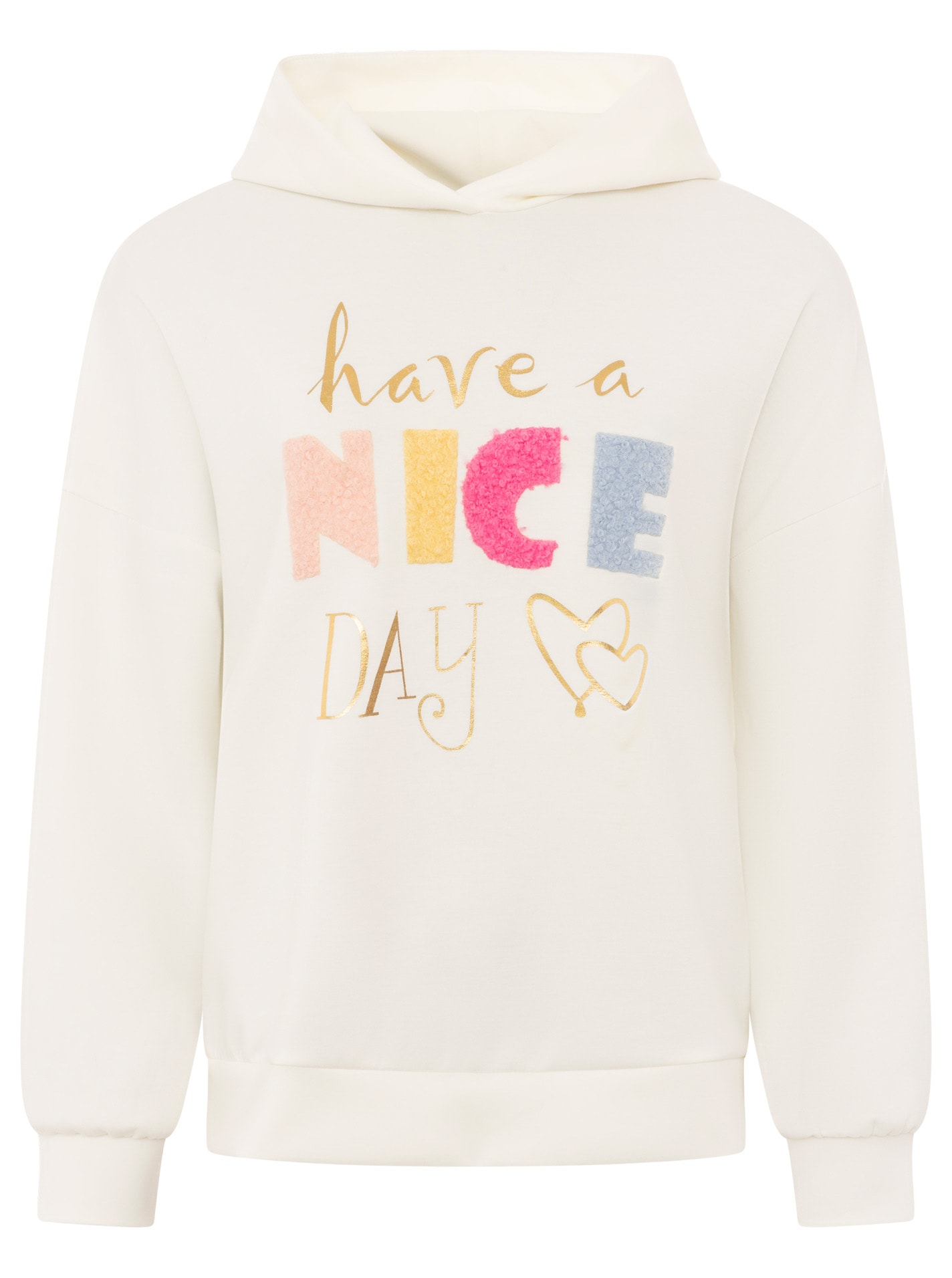 Zwillingsherz Hoodie »"Nice Day"«, Kapuze, lange Ärmel, elastische Bündchen, großer Neon-Print
