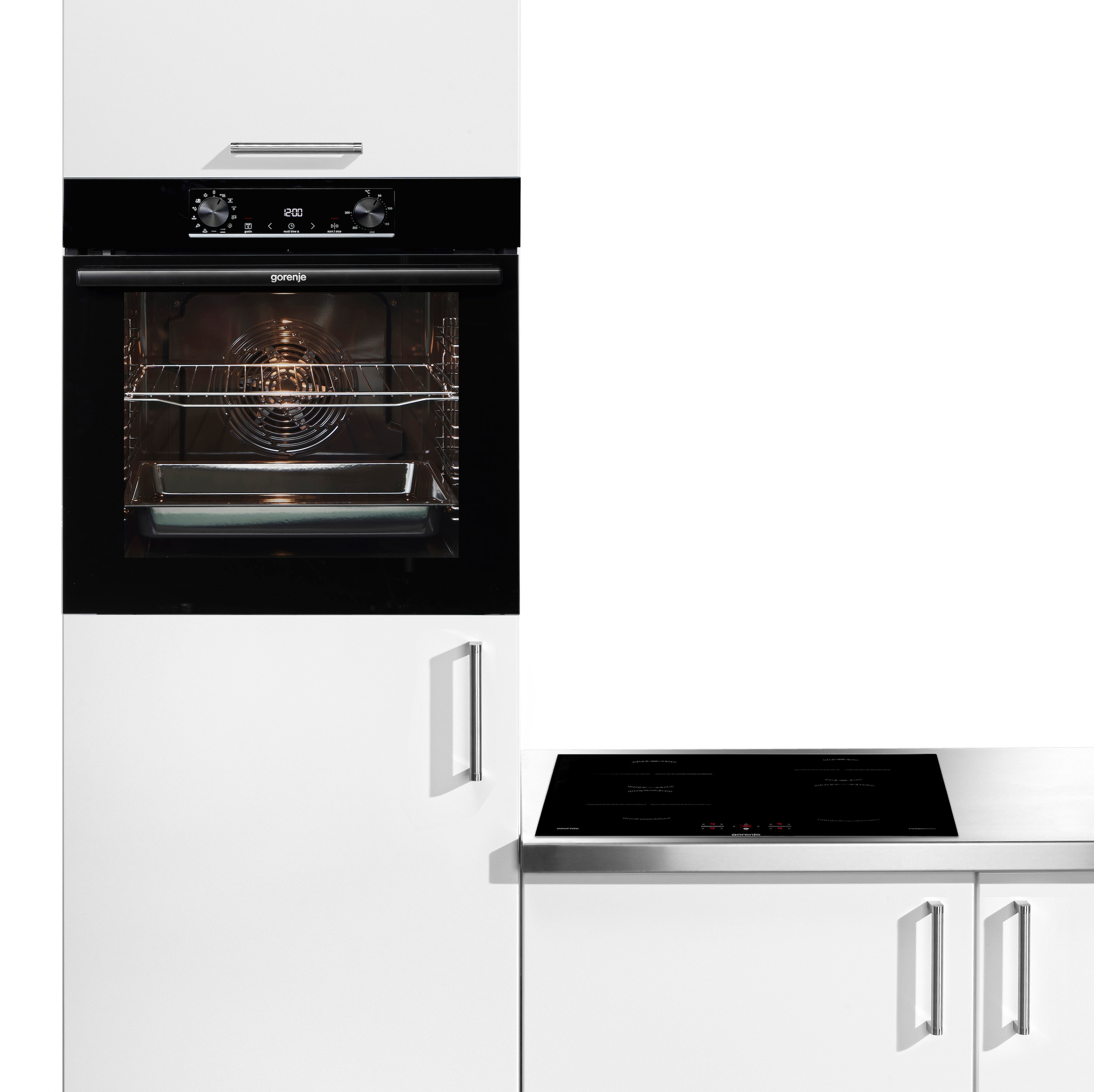 GORENJE Backofen-Set »BOP6737E02BK«, mit Teleskopauszug nachrüstbar, Pyrolyse-Selbstreinigung, (2 St.), Pyrolyse: Selbstreinigung durch hohe Hitze ohne Chemie