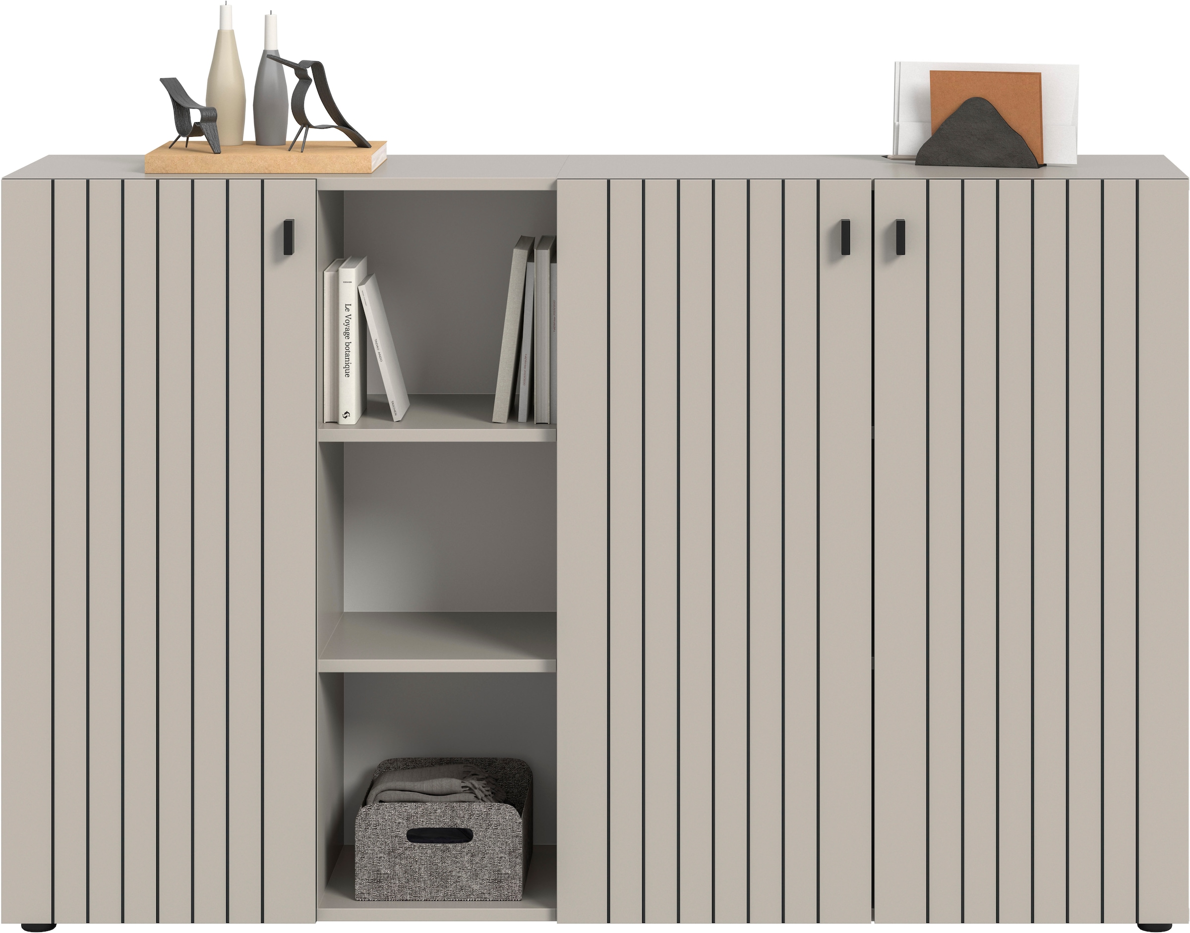 INOSIGN Schuhschrank »TATIO, Breite 150 cm, Rillenoptik, offene Fächer, 3 Türen« 1 Stk. tlg. Garderobenschrank, Flurkommode, Kommode, Schuhschrank