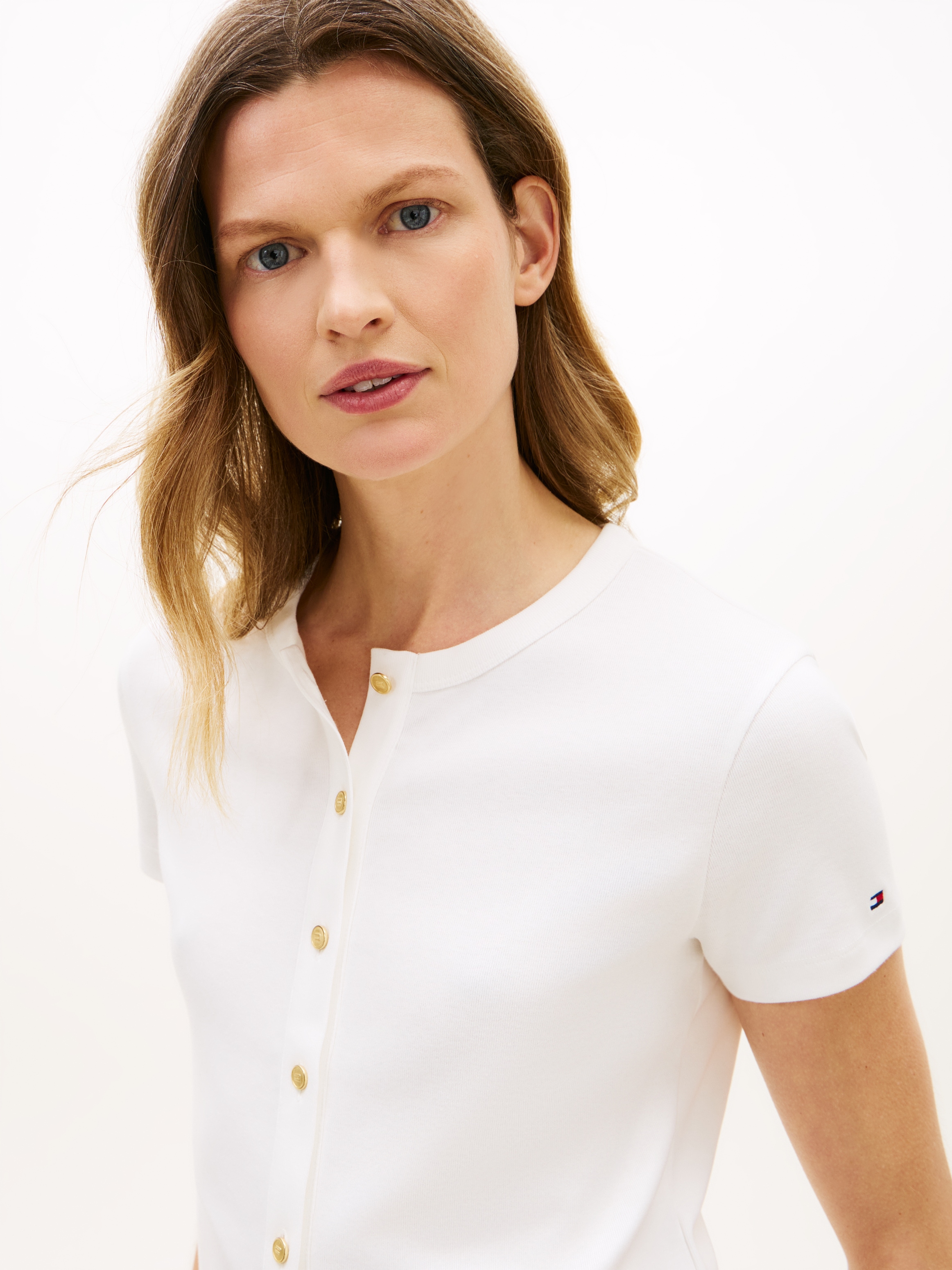 Tommy Hilfiger Kurzarmshirt »GOLD BUTTON SLIM SS TEE«