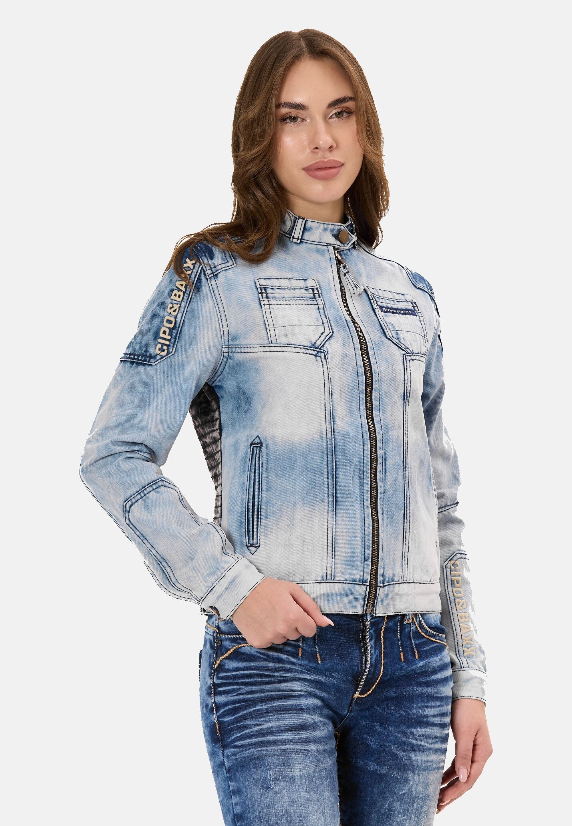 Cipo & Baxx Jeansjacke »Cipo & Baxx Jeansjacke WJ233« ohne Kapuze