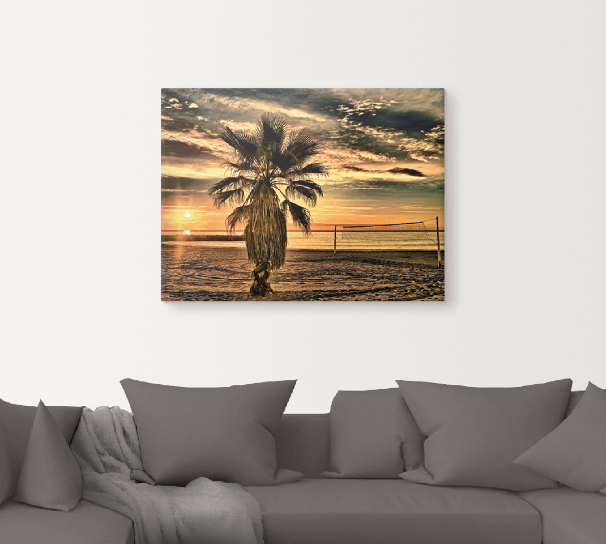 Artland Wandbild »Palme bei Sonnenuntergang«, Sonnenaufgang & -untergang, (1 St.), als Leinwandbild, Poster in verschied. Größen