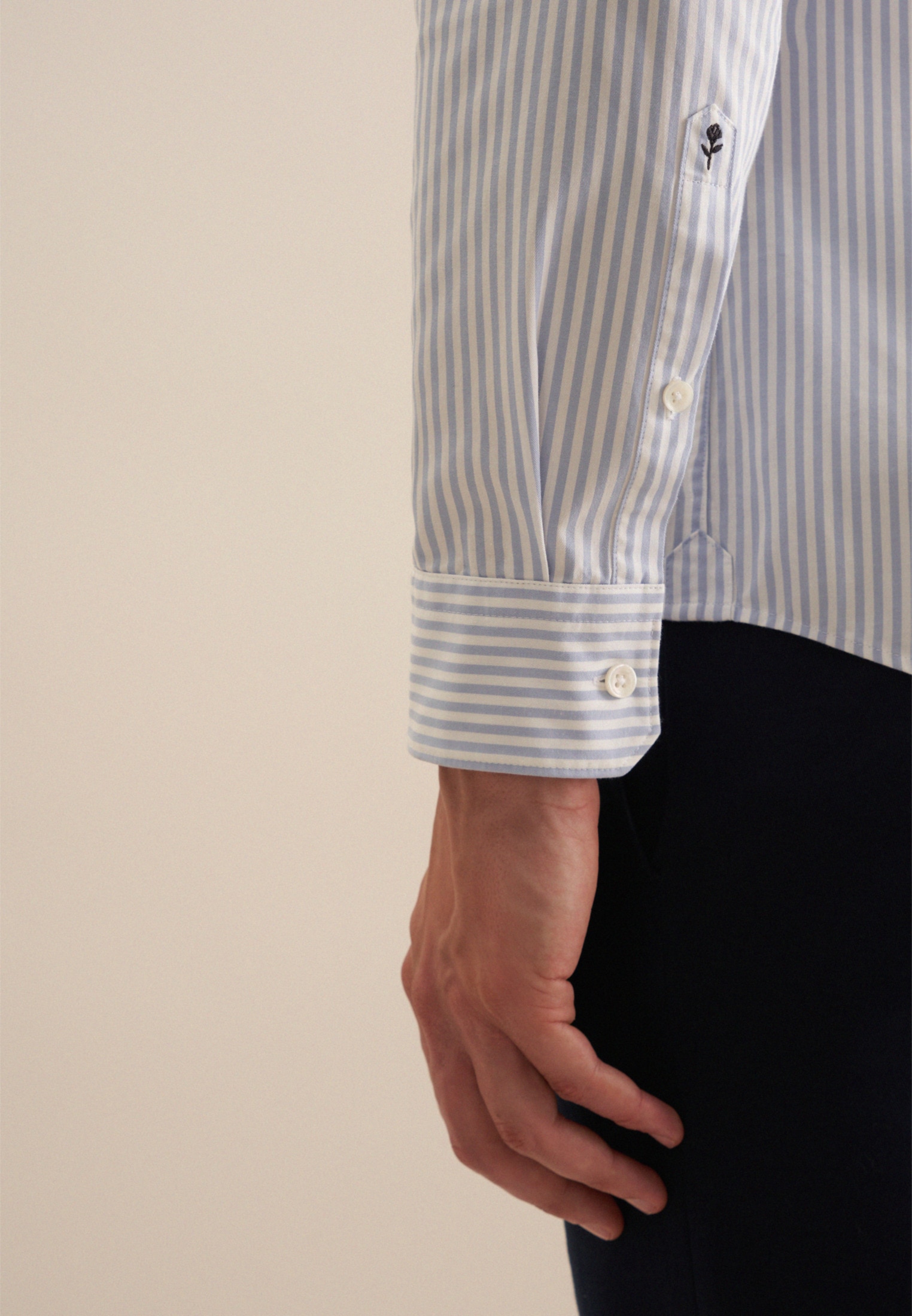 seidensticker Businesshemd »Schwarze Rose«, Slim Langarm Button-Down-Kragen Streifen