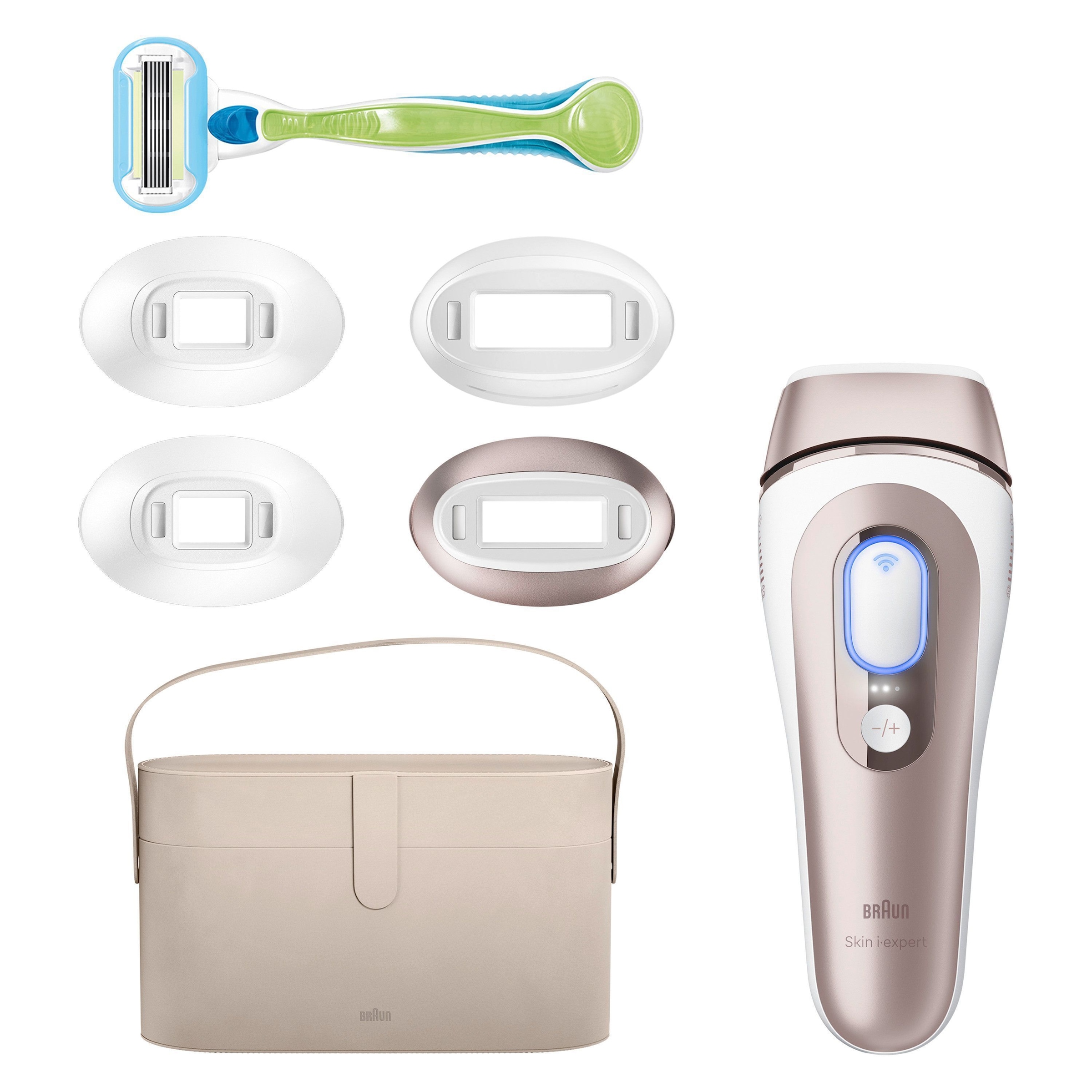 Braun IPL-Haarentferner »Smart Skin i·expert PL7387«, 4 Aufsätze für Gesicht & Körper, Venus Rasierer & Aufbewahrungsbox
