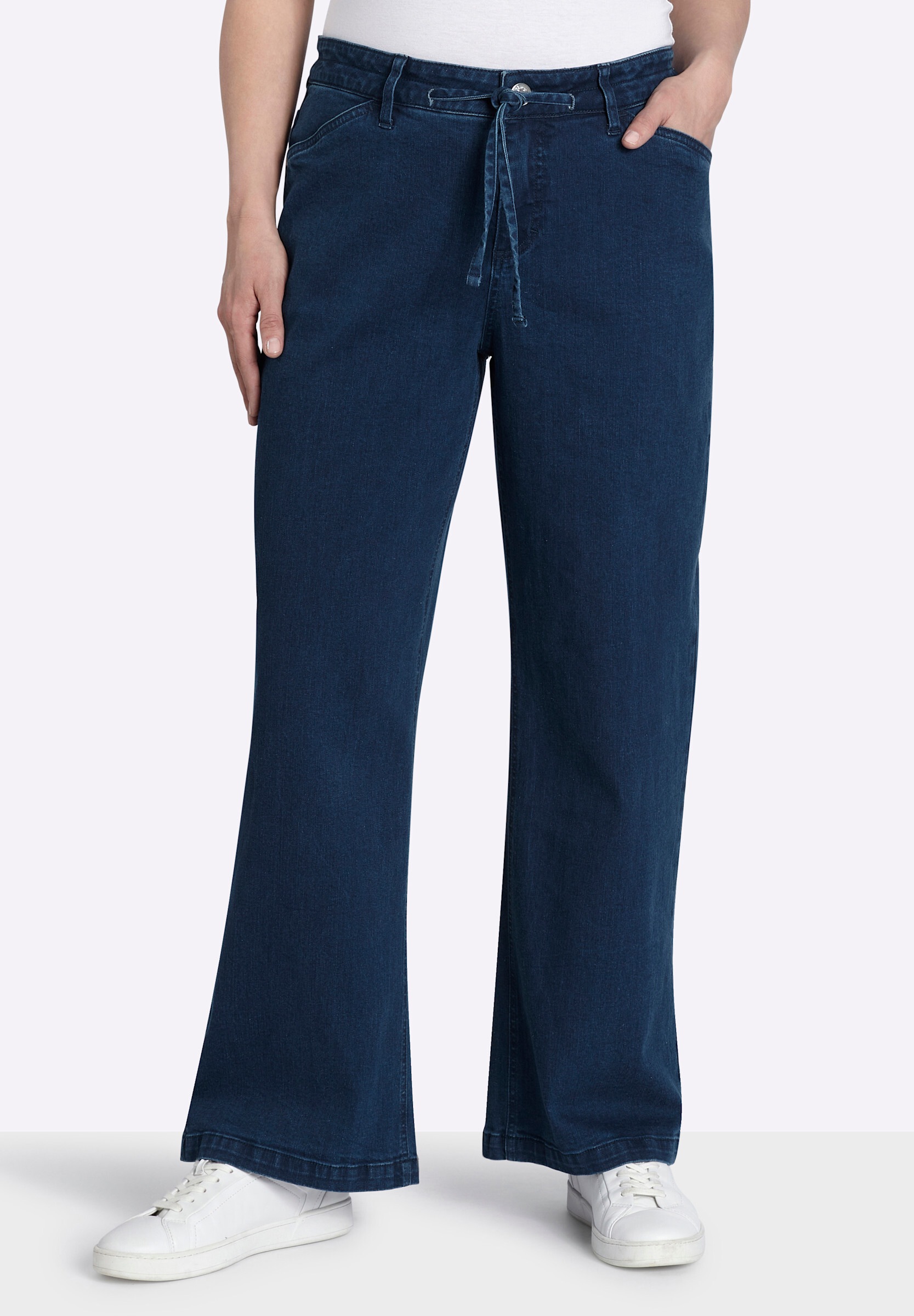 Sheego Bequeme Jeans »Jeans Jeans mit weitem Bein und Tunnelzug«