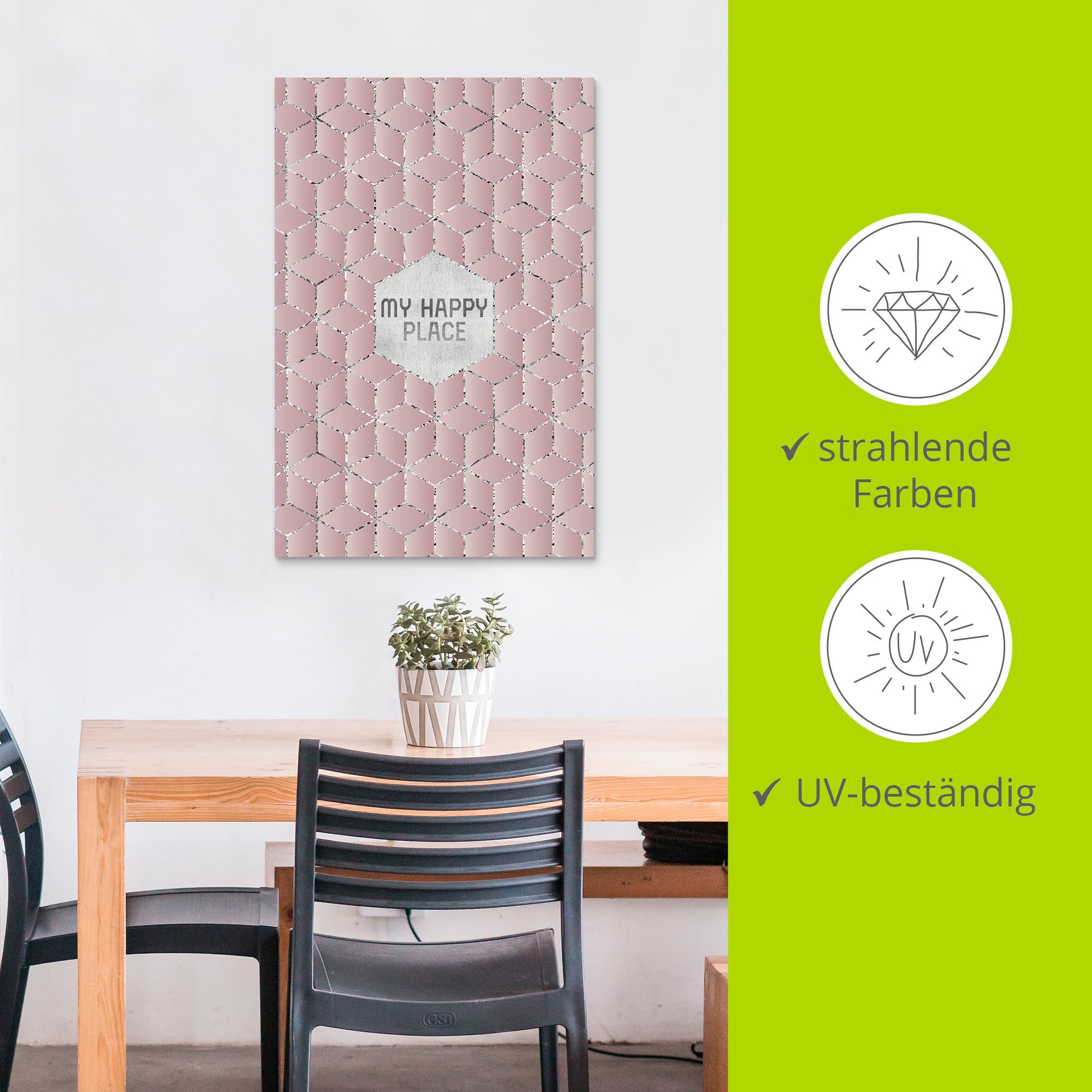 Artland Wandbild »Mein glücklicher Ort«, Sprüche & Texte, (1 St.), als Alubild, Outdoorbild, Poster in verschied. Größen