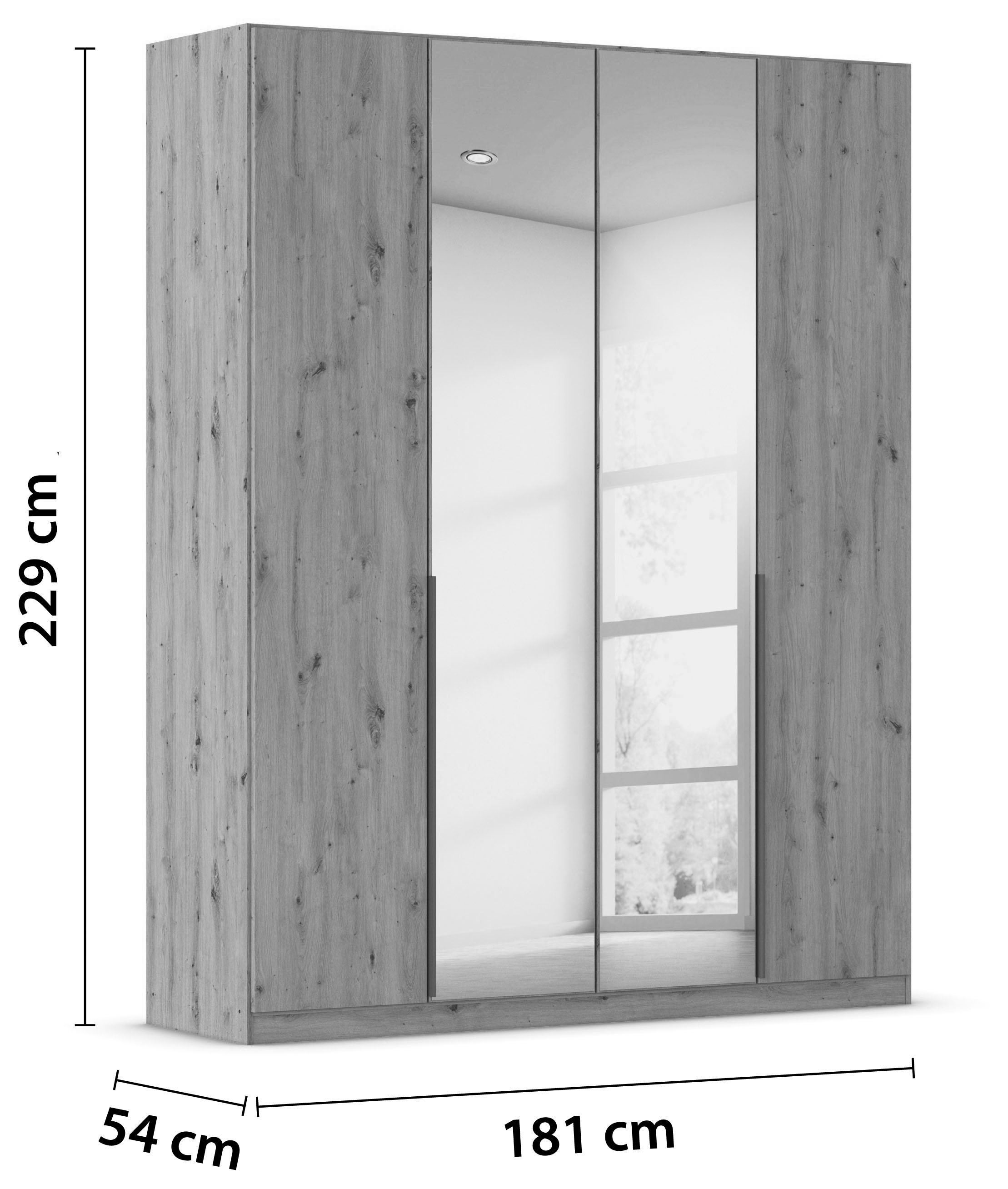 rauch Drehtürenschrank »Kleiderschrank Schrank Garderobe AGORDO mit Dekor- oder Hochglanzfront«, (in zwei Griff-Farben), durchdachte Innenausstattung, in 6 Breiten und 2 Höhen MADE IN GERMANY