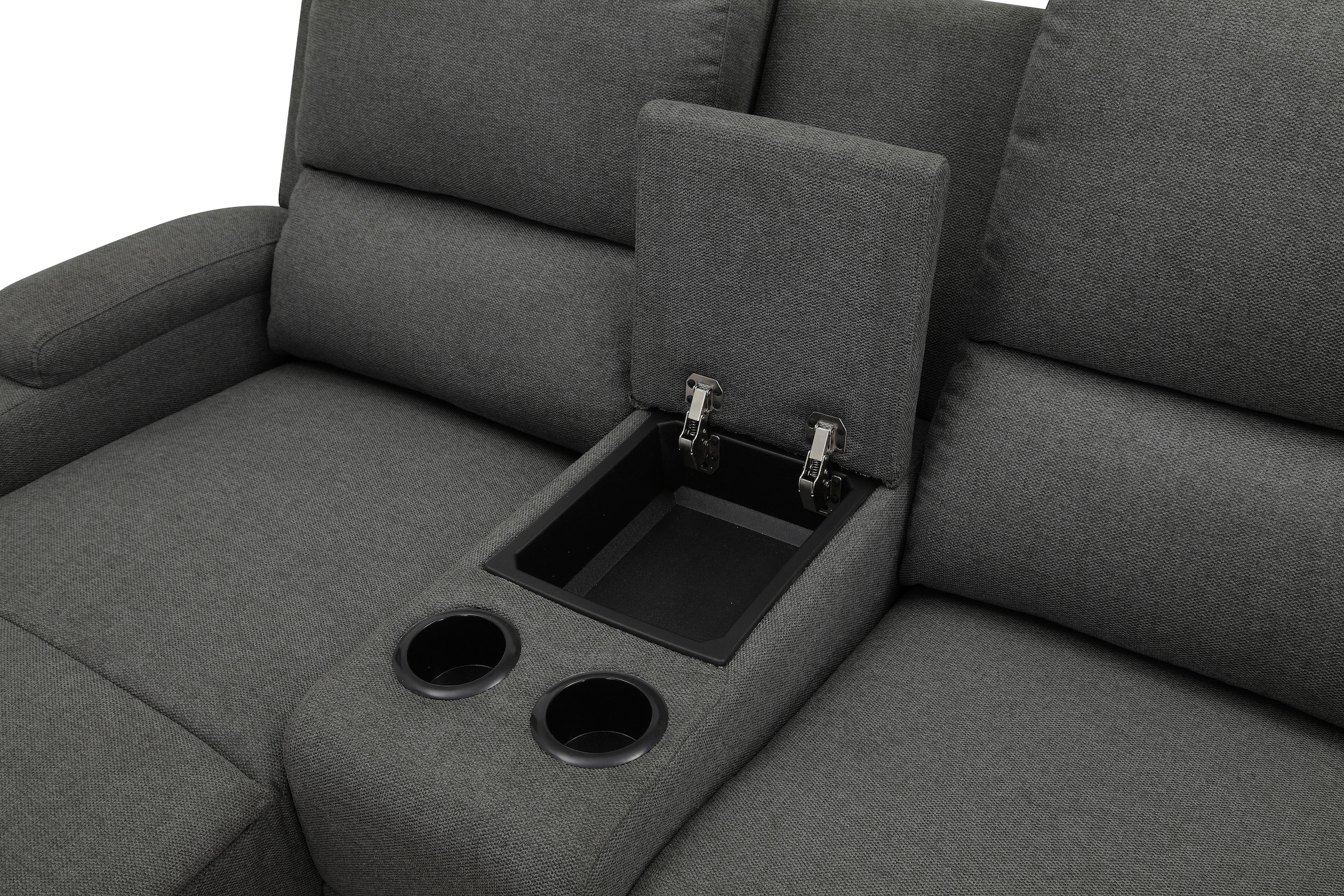 Home affaire Ecksofa »NAPORI Multimediasofa, 3er Kinosessel XXL, L-Form, 3 Bezugsstoffe«, Kinosofa mit Relaxfunktion, Getränkehalter, Staufach und Staukasten