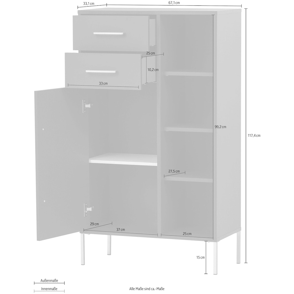 welltime Midischrank »Kent«, Breite 67,1 cm, made in Germany