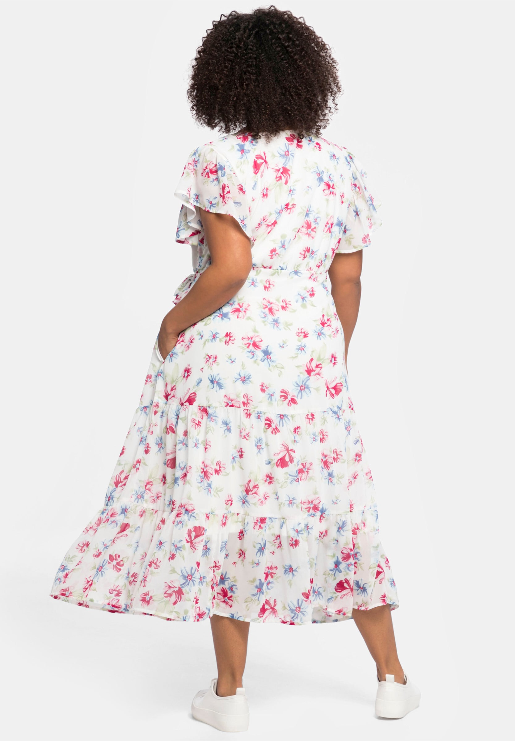sheego by Joe Browns Jerseykleid »Chiffonkleid Chiffonkleid mit Blumendruck« mit Blumendruck und Bindegürtel