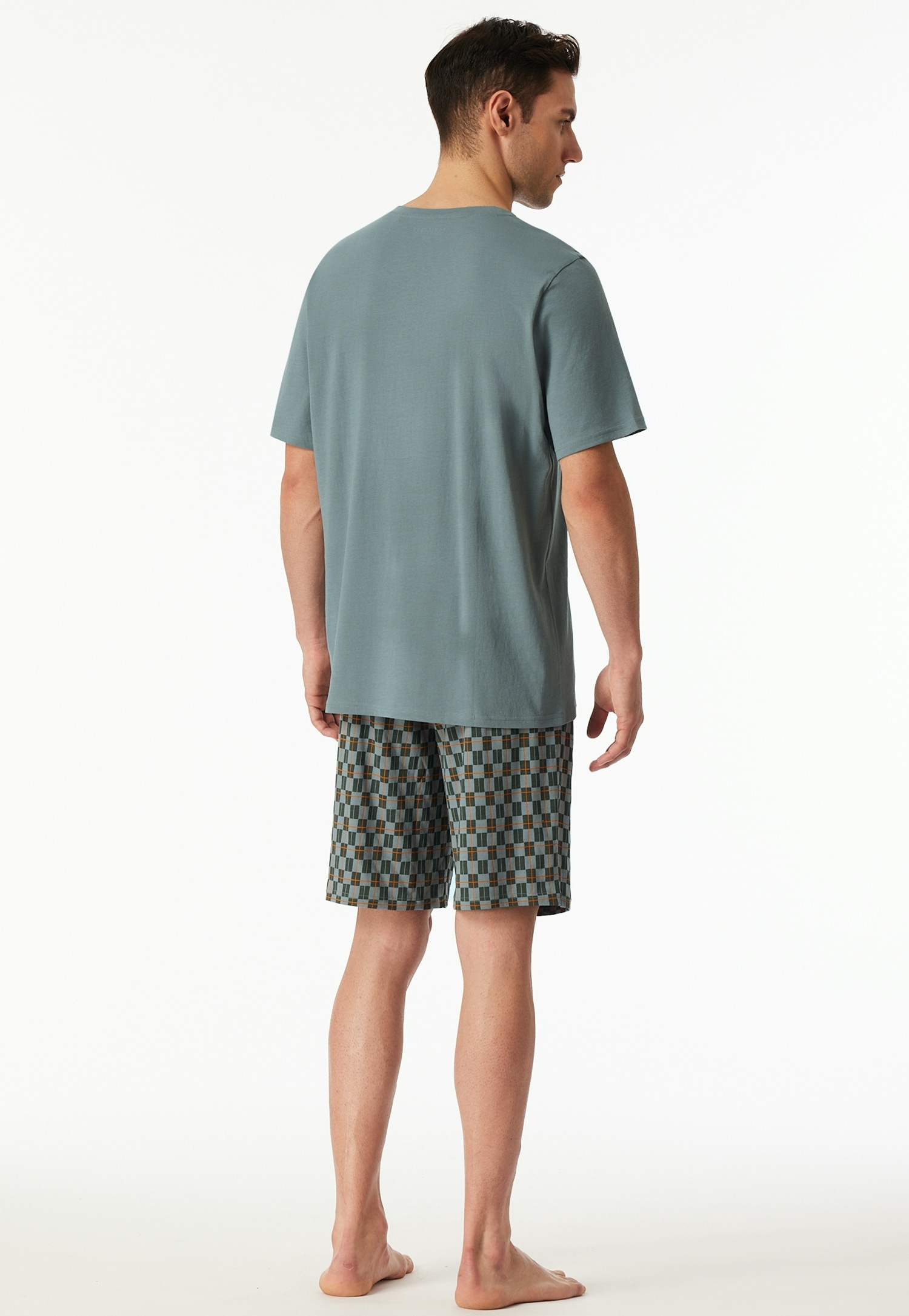 Schiesser Shorty »Casual Essentials« 2 tlg. mit unifarbenem Oberteil und gemusterter Hose