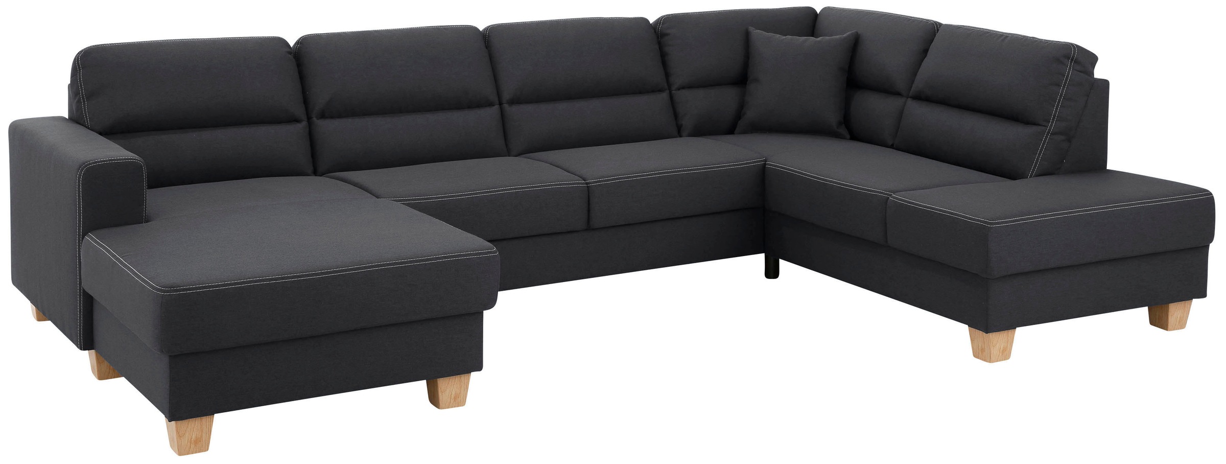 Home affaire Wohnlandschaft »Navan, komfortabel mit viel Platz, U-Form« wahlweise mit Bettfunktion und Kopfstütze