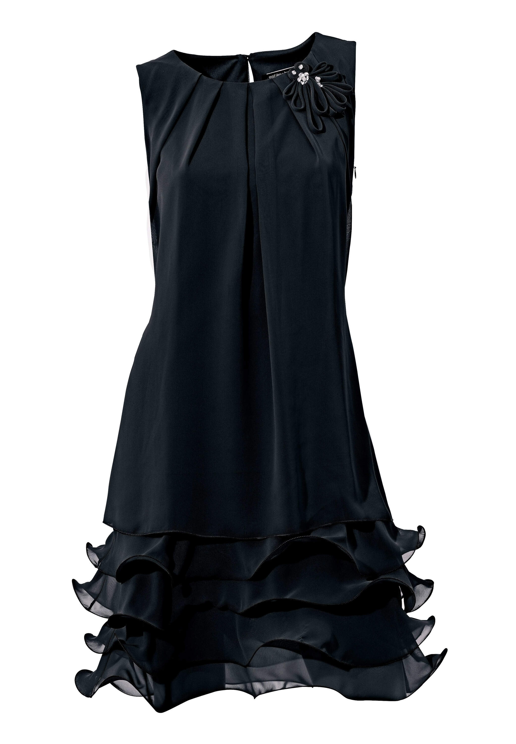 heine Latzkleid »Cocktailkleid Cocktailkleid mit Rüschen am Saum« Ohne Taschen