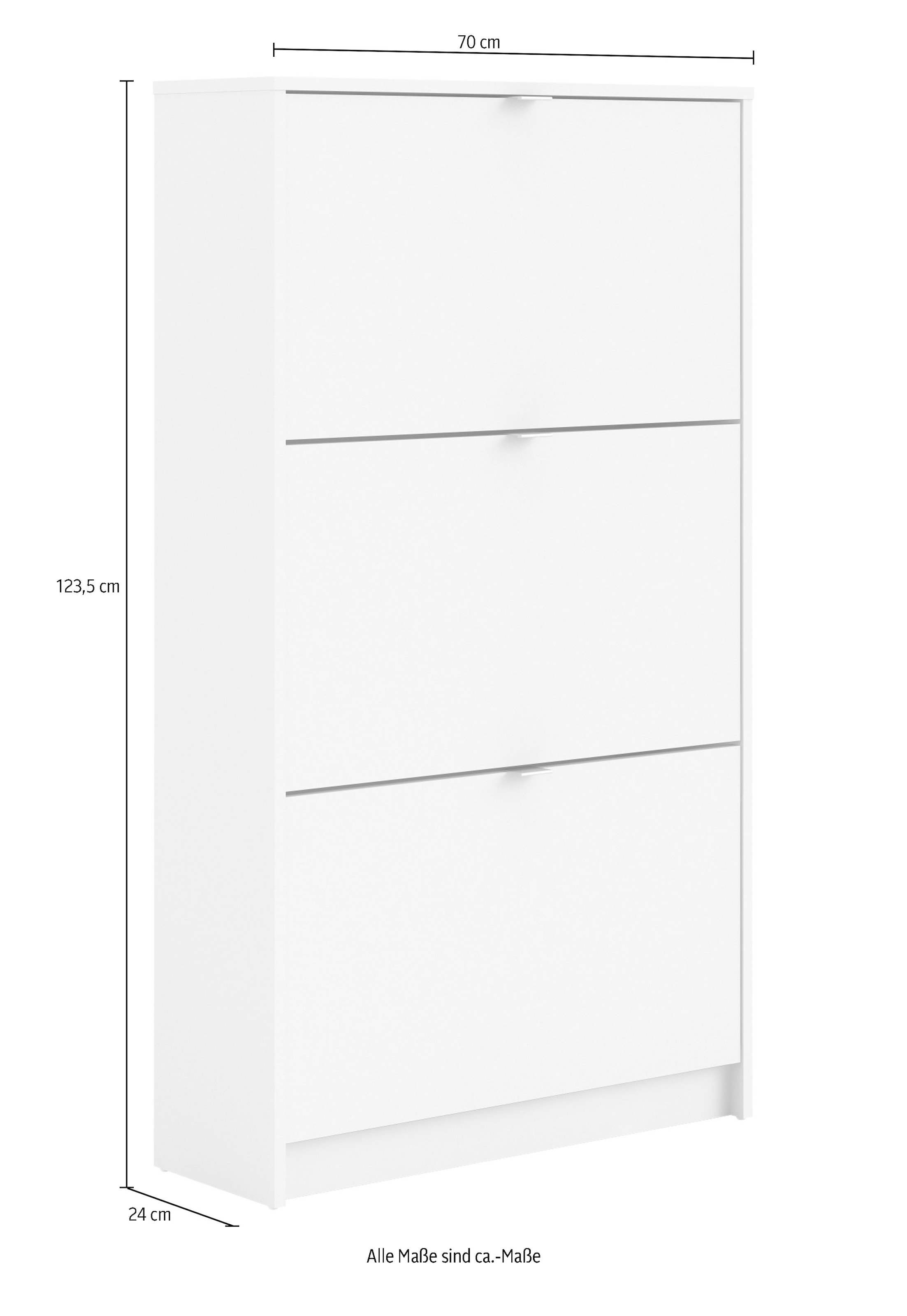 INOSIGN Schuhschrank »Shoes Schuhaufbewahrung, Schuhkommode, Schuhregal,« mit drei Klappen, 2 Böden, Höhe 123 cm, ca. 18 Paar Schuhe