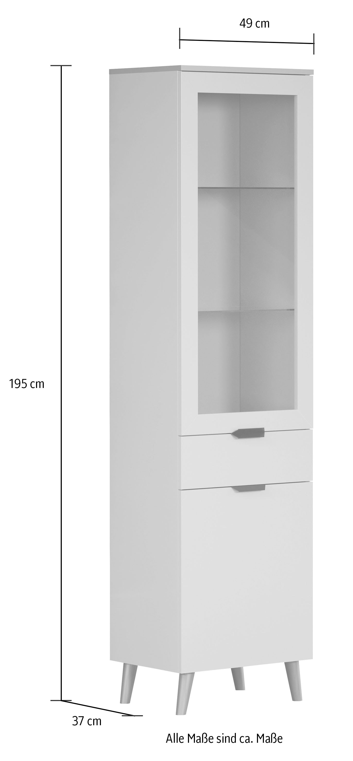andas Vitrine »Mikkeline«, (1 St.), Wohnzimmerschrank mit einer Glastür und 2 Glasböden, Breite 49 cm