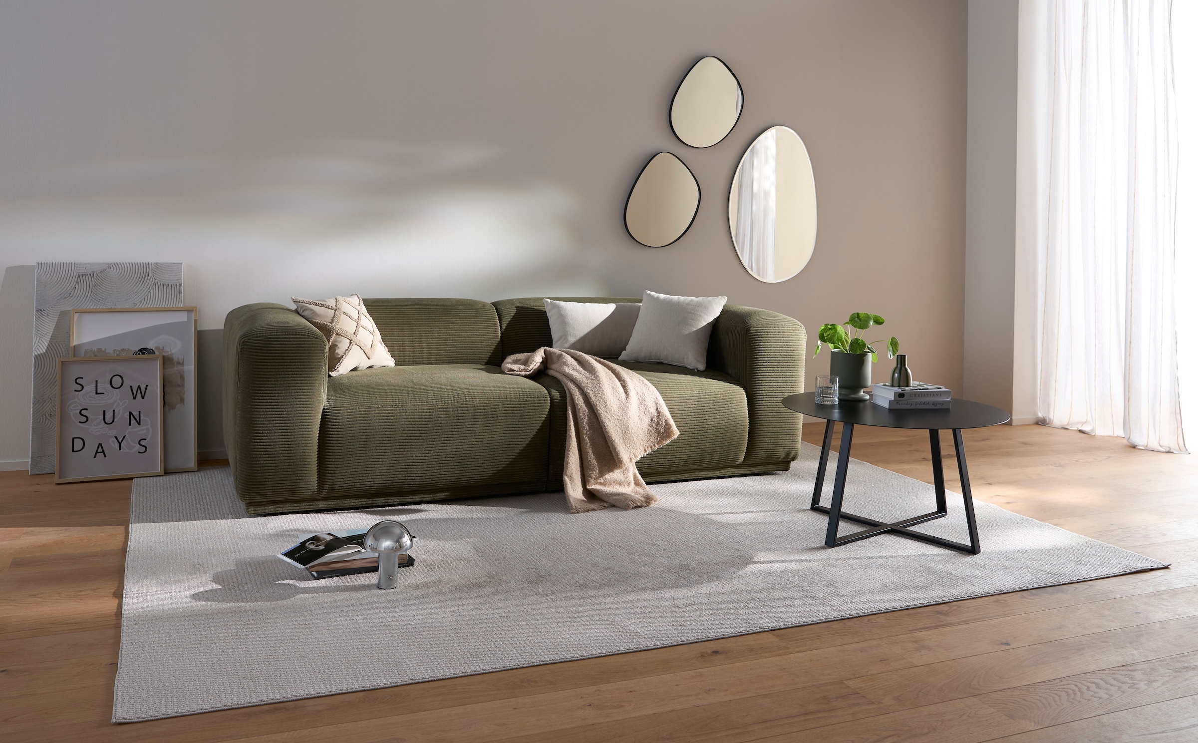 s.Oliver Big-Sofa »EMMERIK Designersofa, 3-Sitzer mit Wellenfederung, B/T/H: 242/98/73 cm« hoher Sitzkomfort, gemütlich und modern, auch in Cord