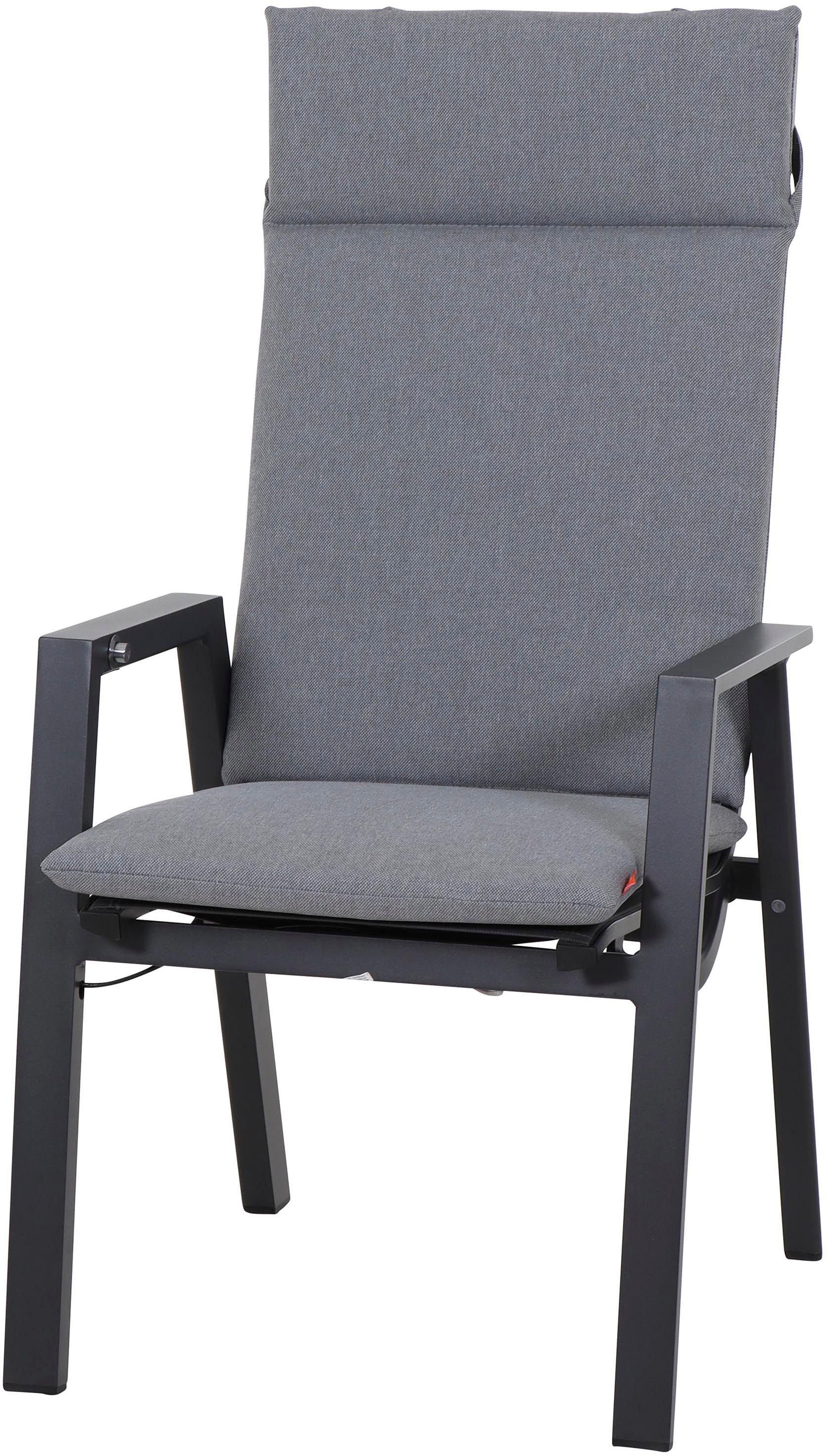 Siena Garden Garten-Essgruppe »Valencia/Ancona«, (Set, 15 tlg., 6 Sessel: 59x71x110 cm, Liege: 70x154x109,5 cm, Tisch: 220x100x74 cm), Polypropylen, Aluminium, Tischplatte aus Keramik, inkl. 7 Auflagen