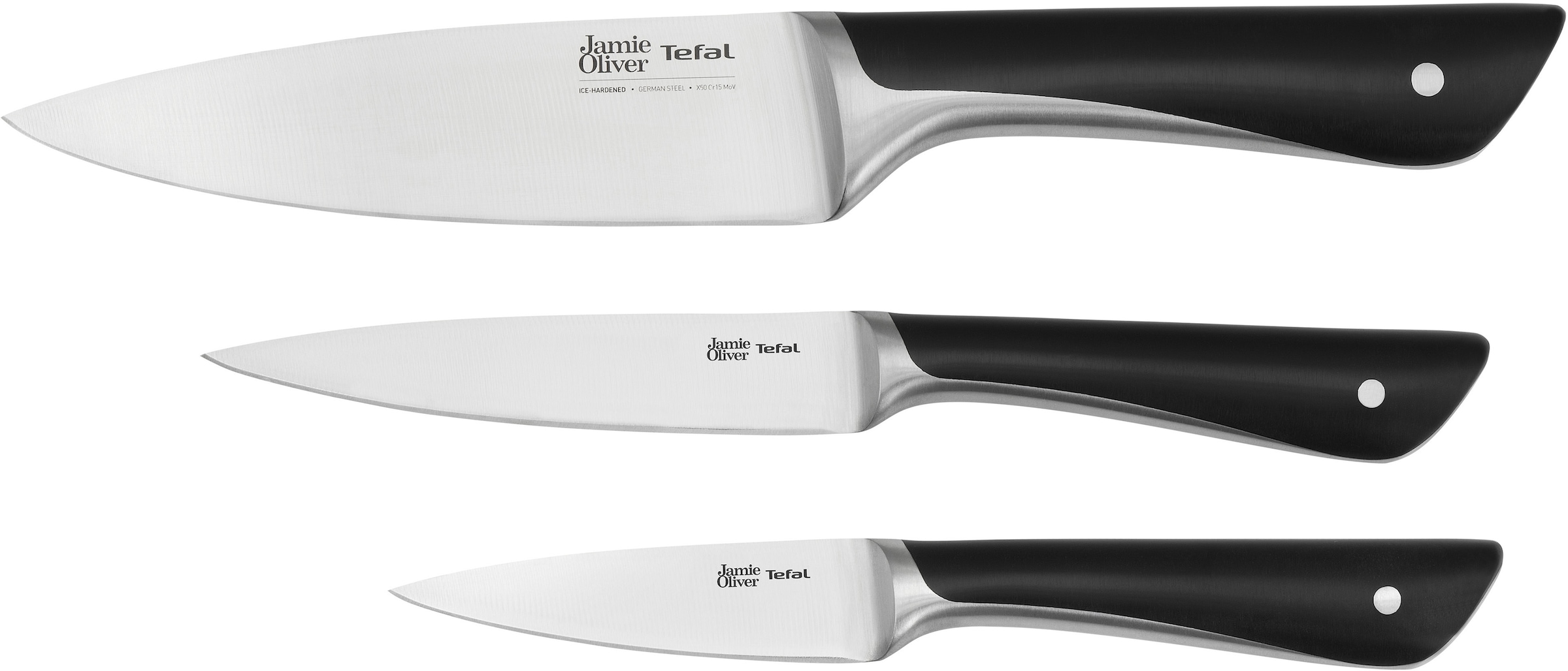 Tefal Messer-Set »K267S3 Jamie Oliver«, (Set, 3 tlg.), hohe Leistung, unverwechselbares Design, widerstandsfähig/langlebig