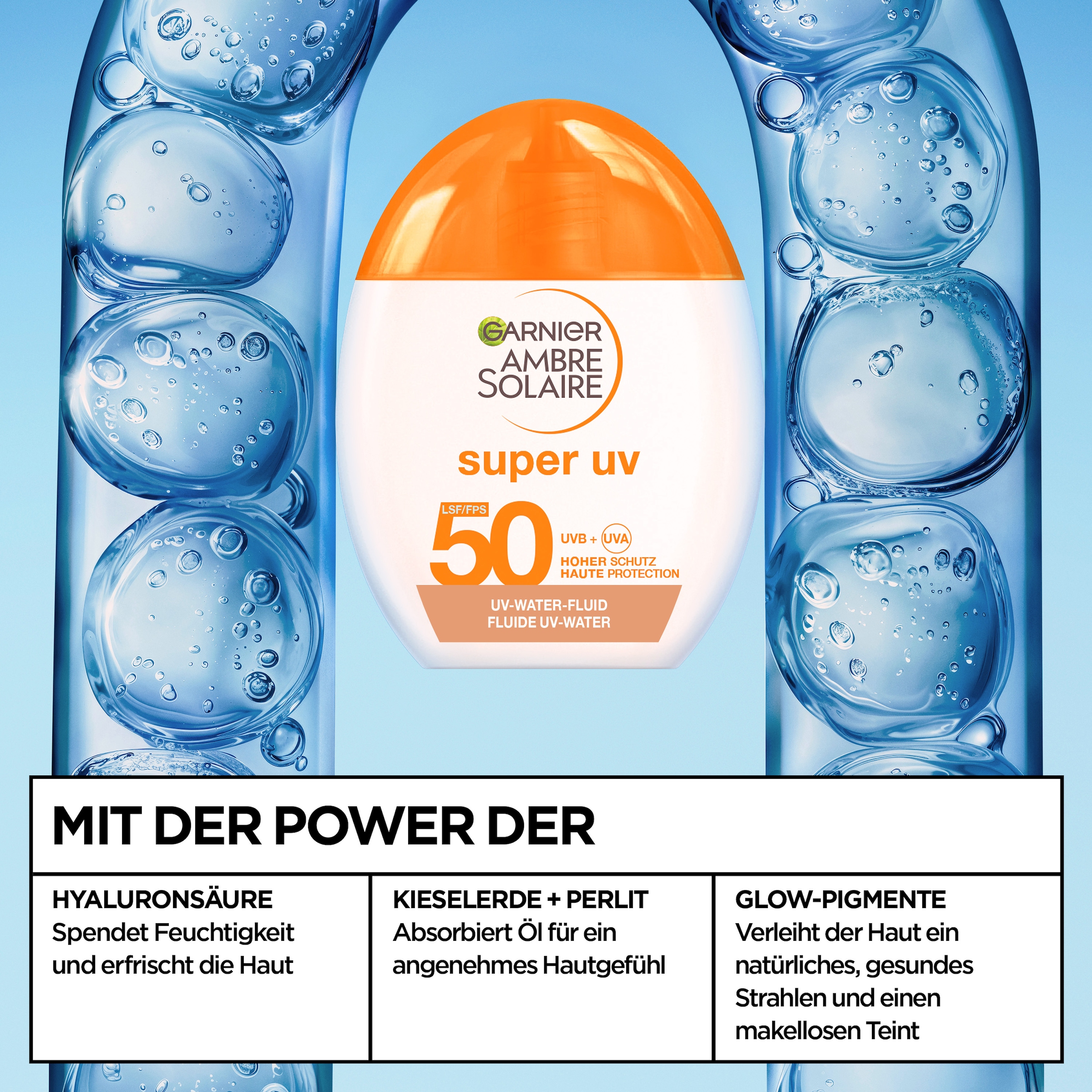 GARNIER Sonnenschutzfluid »Garnier Super UV UV-Water-Fluid Glow LSF 50«