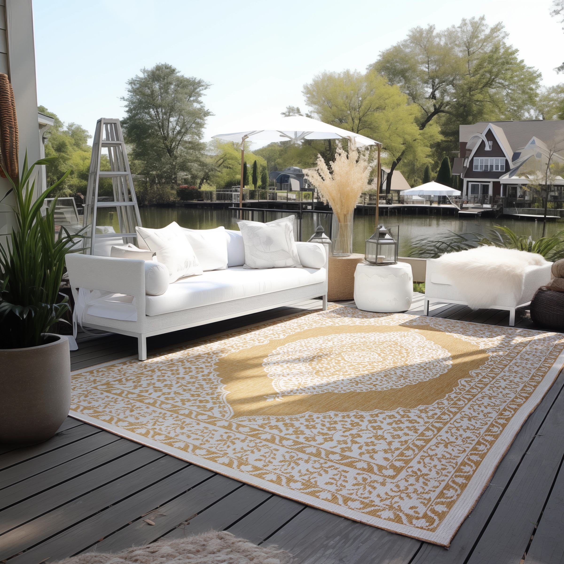 ELLE DECORATION Teppich »Meekly, In- und Outdoor«, rechteckig, 5 mm Höhe, Flachgewebe, In-& Outdoor, Modern, Wendeteppich, Balkon, Wohnzimmer