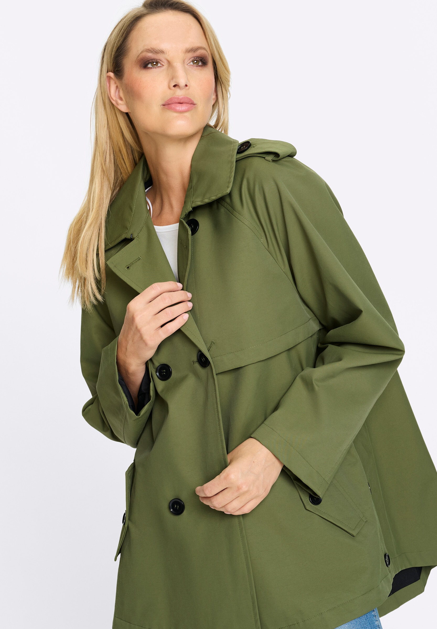 heine Regenjacke »Trenchjacke Trenchcoat leicht glänzend« ohne Kapuze