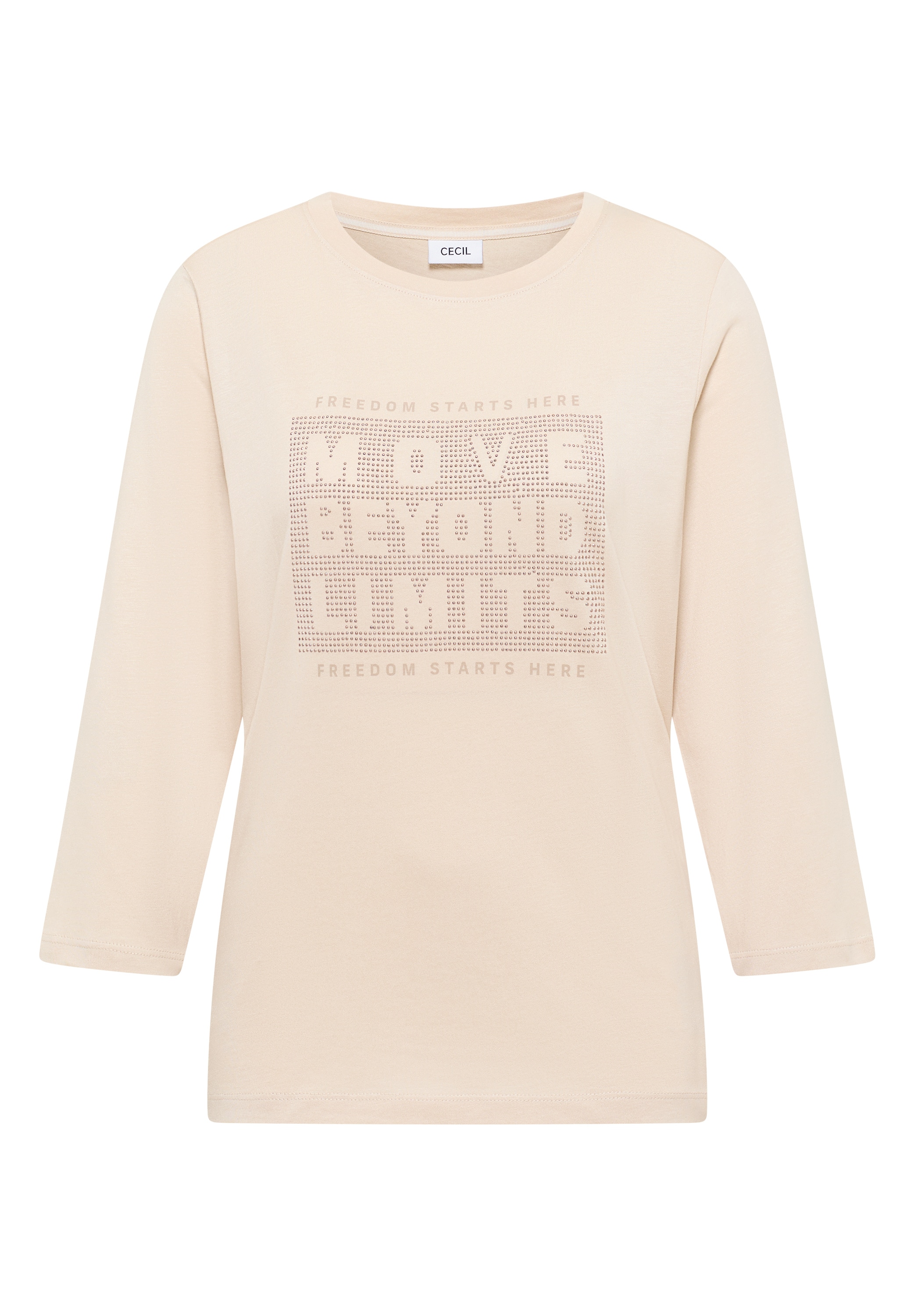 Cecil 3/4-Arm-Shirt »Hotfix« mit Schmucksteinen, Rundhalsform
