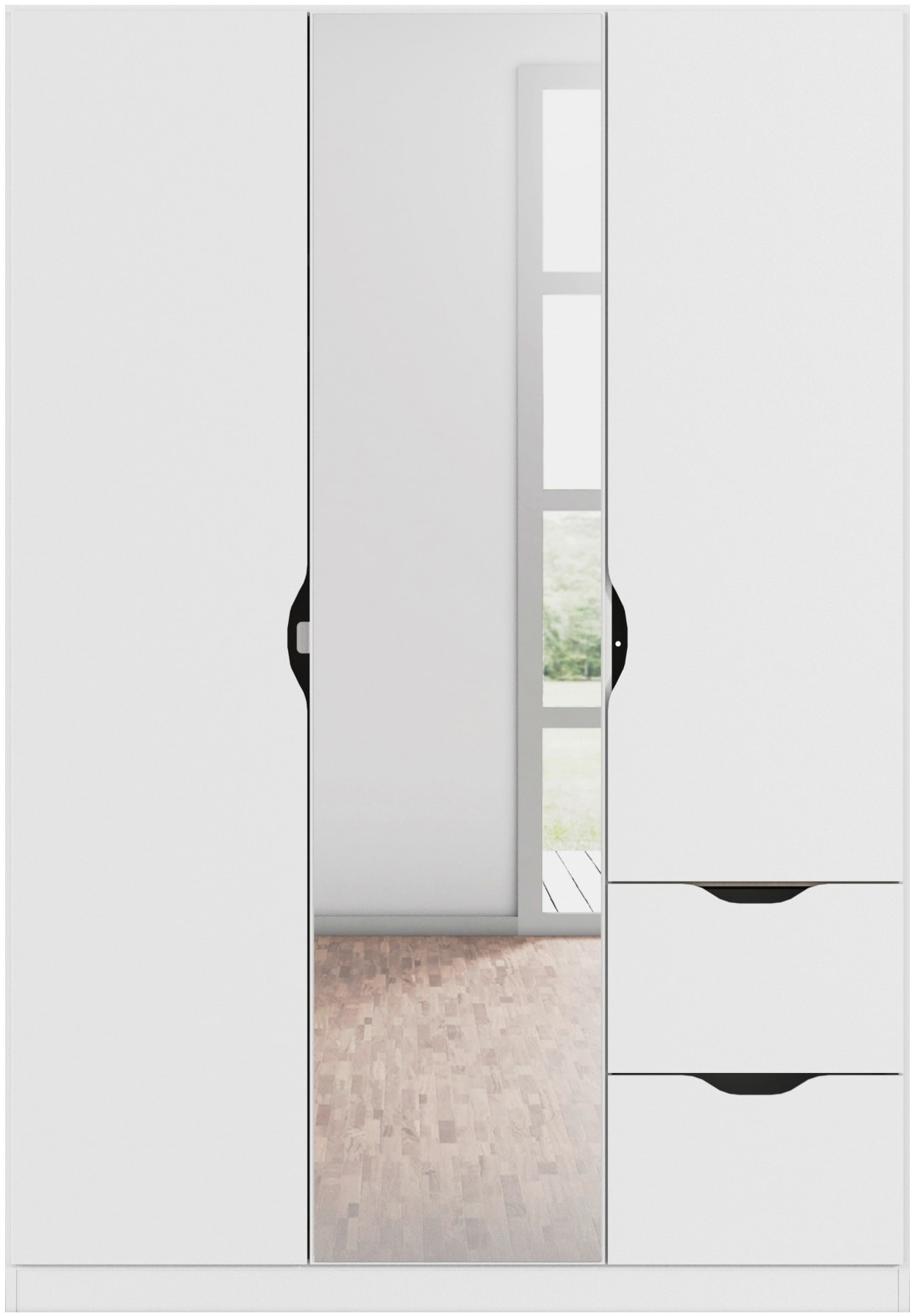 rauch Kleiderschrank »Freiham Drehtürenschrank Garderobe BESTSELLER« mit Spiegel und Schubkästen, Griffmulden,  Schlafzimmerschrank Schrank