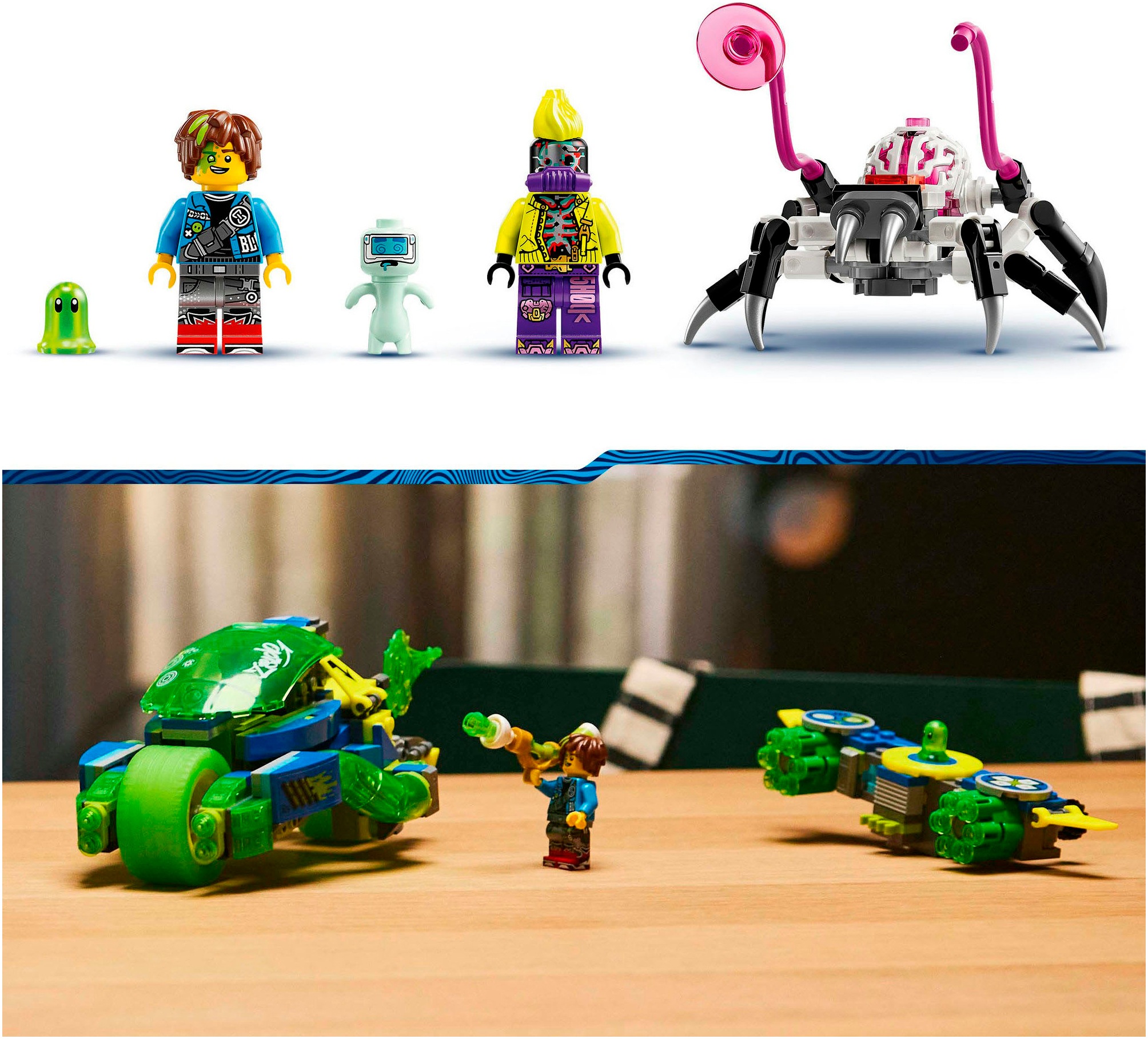 LEGO® Konstruktionsspielsteine »Mateo mit dem Z-Blob Action-Rennwagen (71491), LEGO DREAMZzz«, (485 St.), Made in Europe