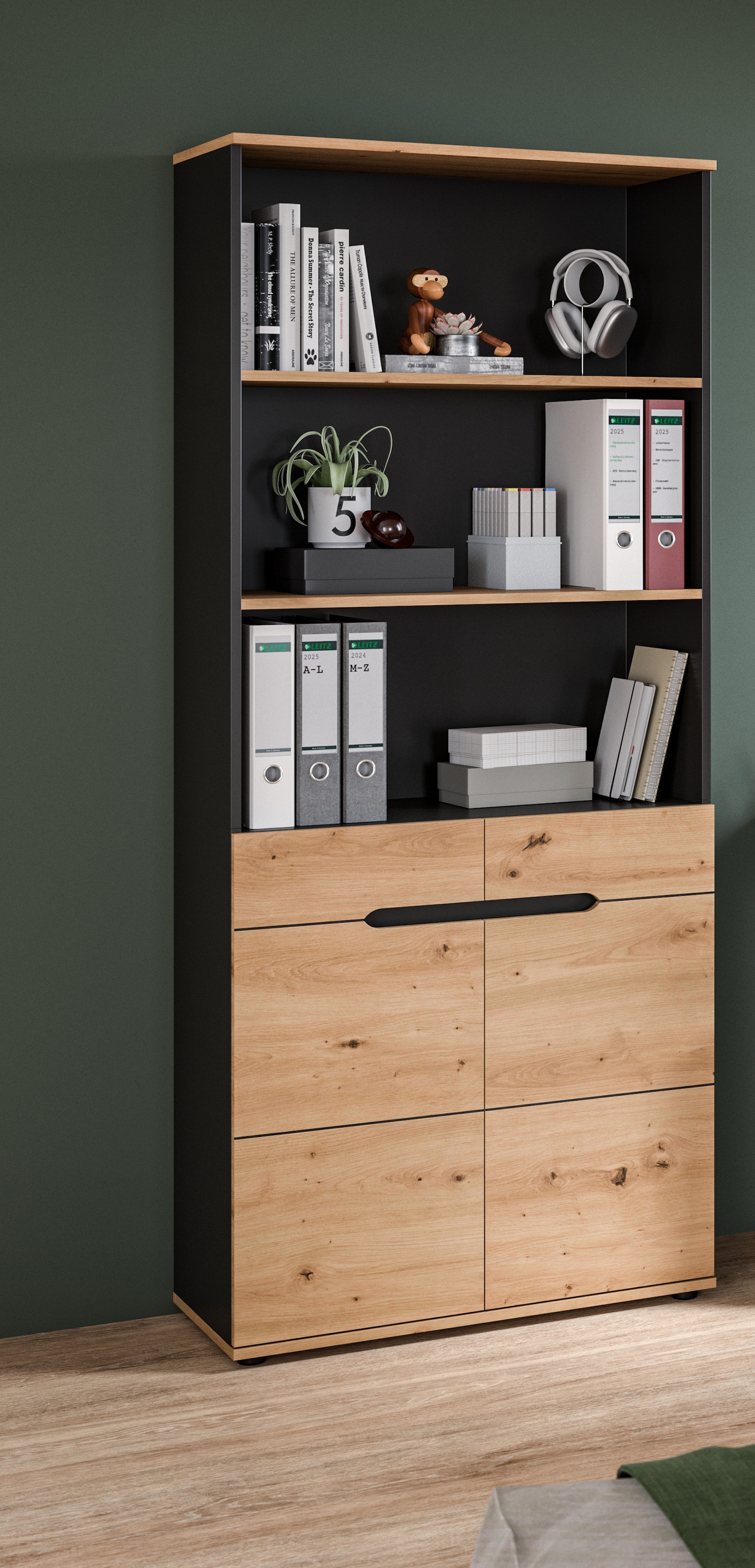 Home affaire Aktenschrank »REHAT, Büroschrank« bietet viel Stauraum für ca. 35 Aktenordner,  5 Fächer, 3 feste & 1 variabler Boden, Höhe: 190cm, Breite: 80cm